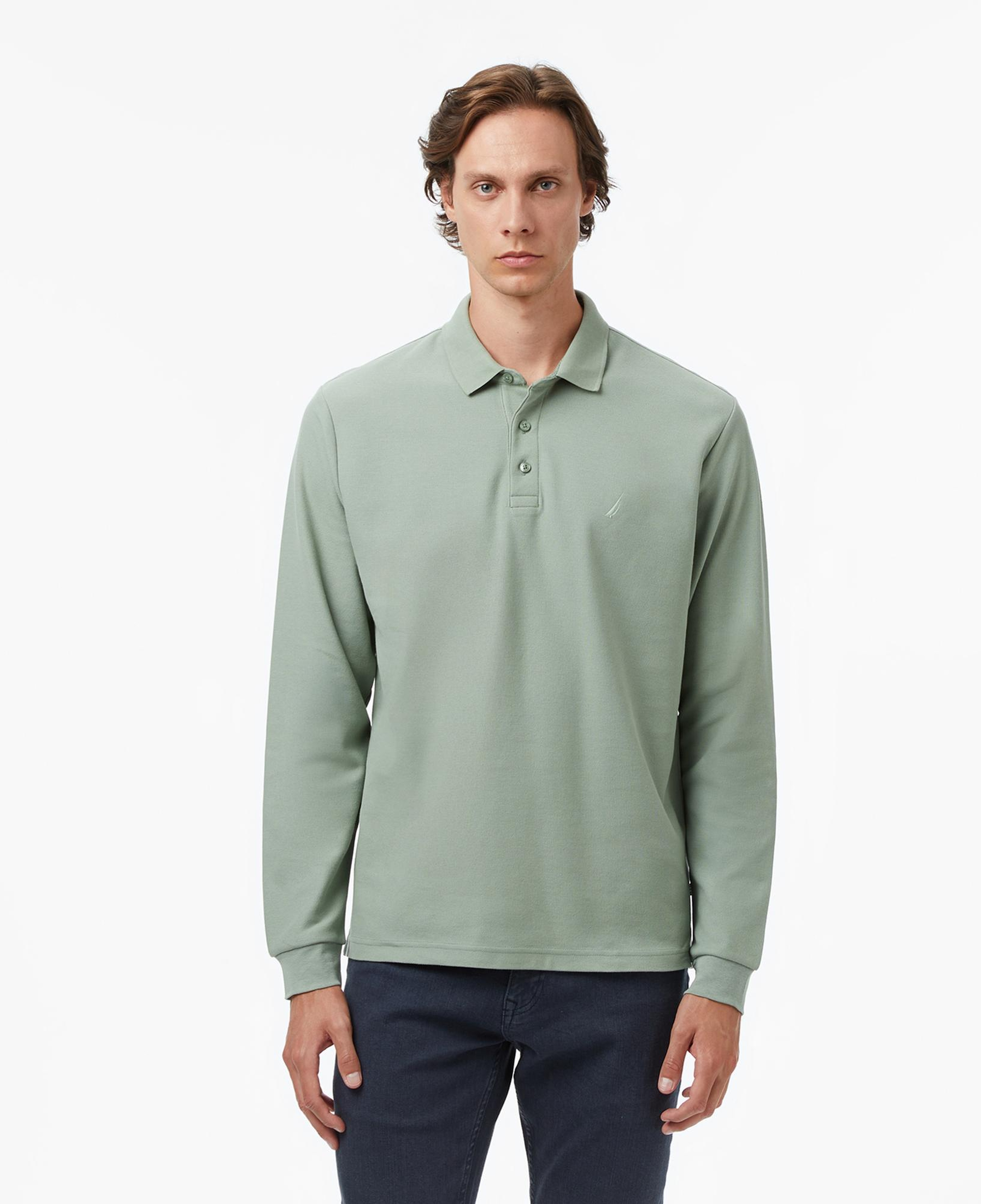 Nautica Erkek Yeşil Classic Fit Uzun Kollu Polo Yaka T-Shirt