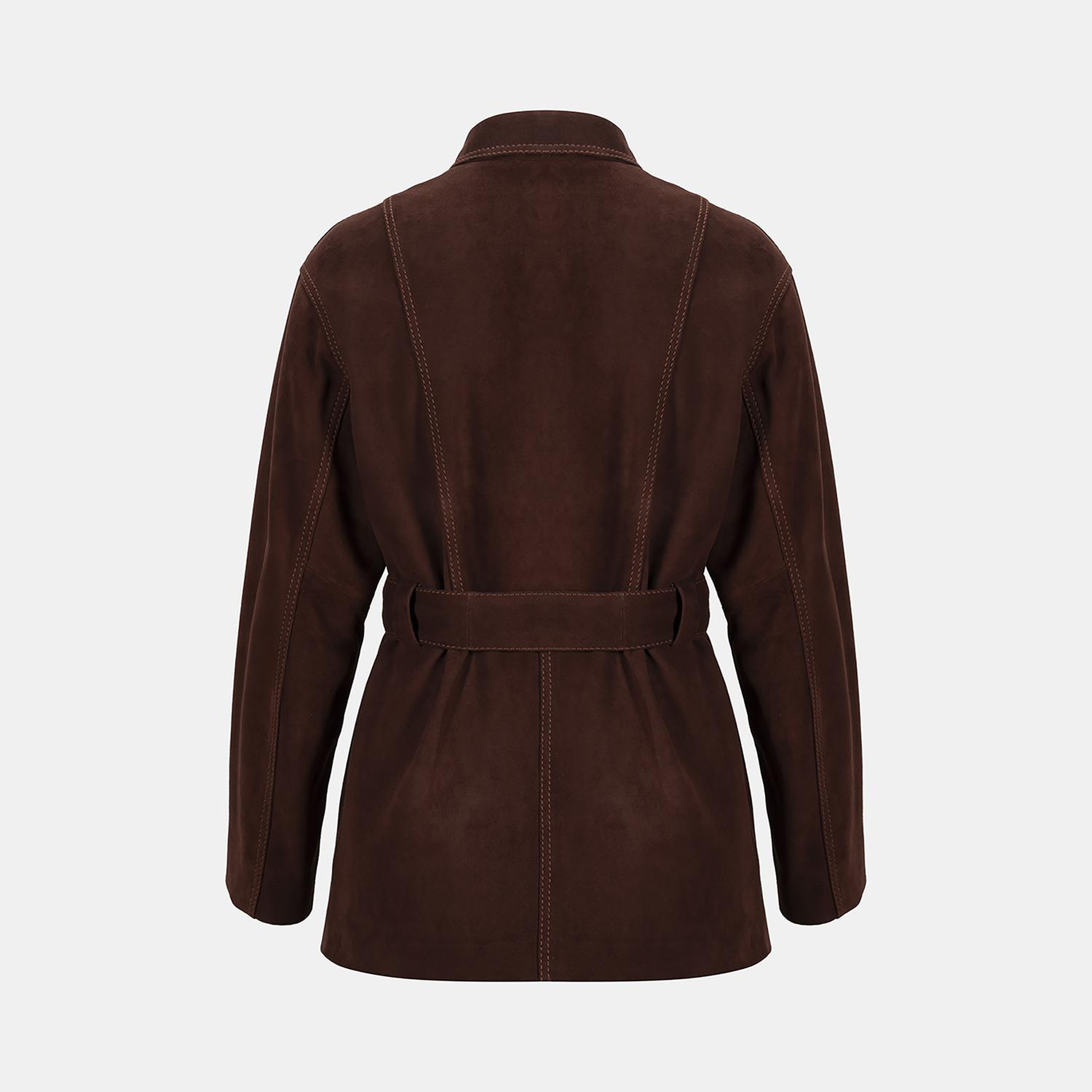 Kadın Bordo Fermuarlı Süet Trençkot