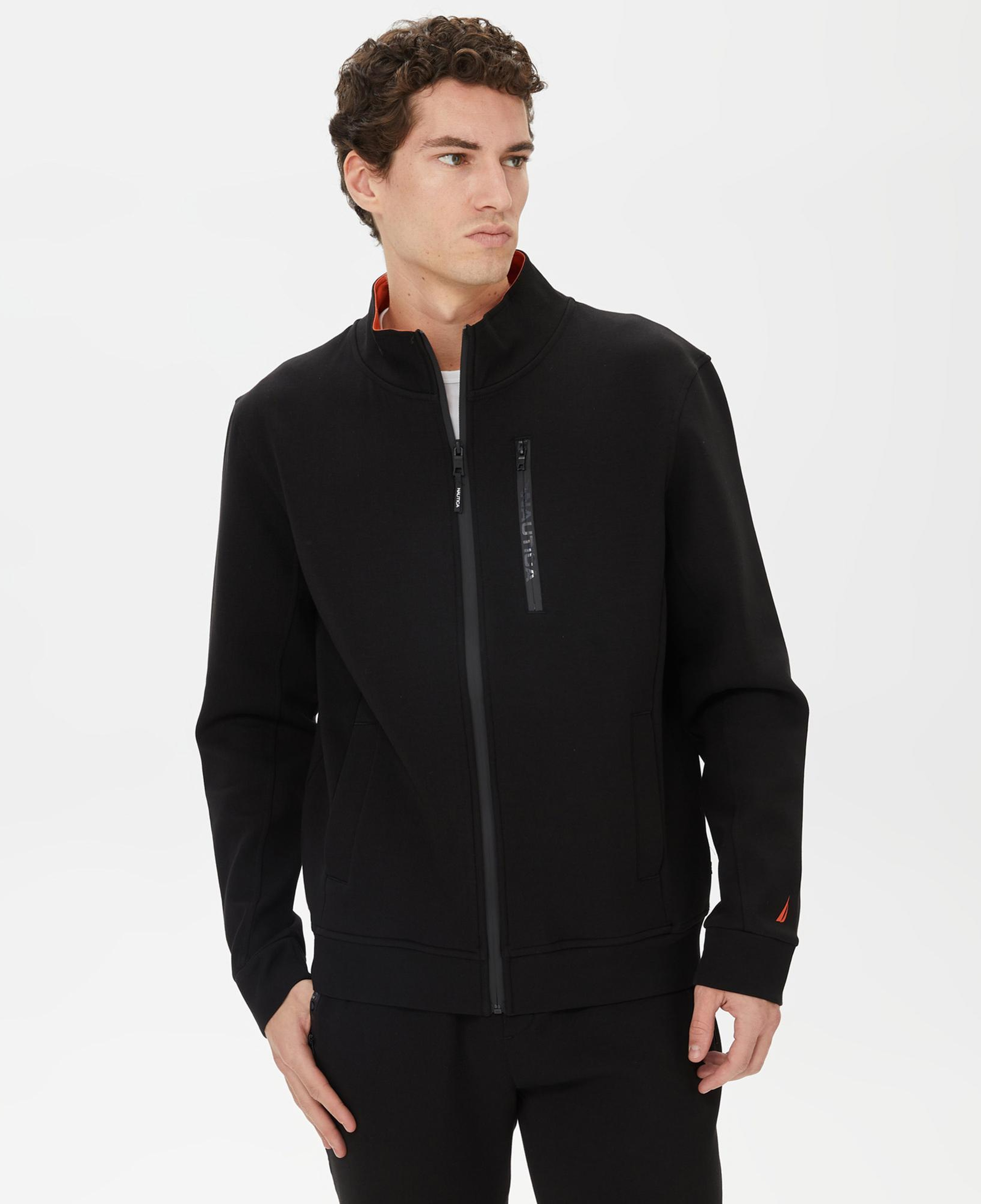 Nautica Erkek Siyah Standart Fit Dik Yakalı Sweatshirt