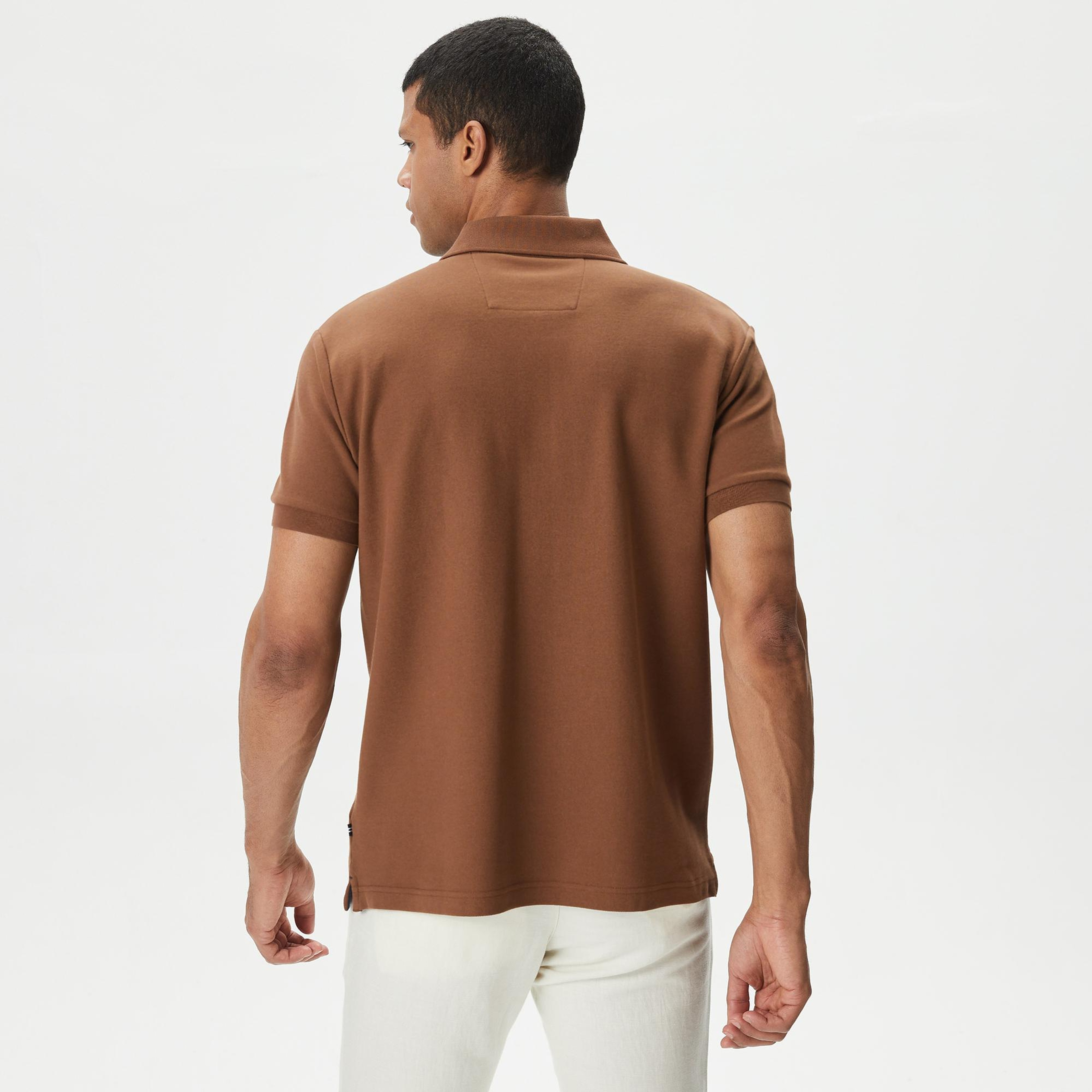 Nautica Erkek Kahverengi Classic Fit Kısa Kollu Polo Yaka T-Shirt