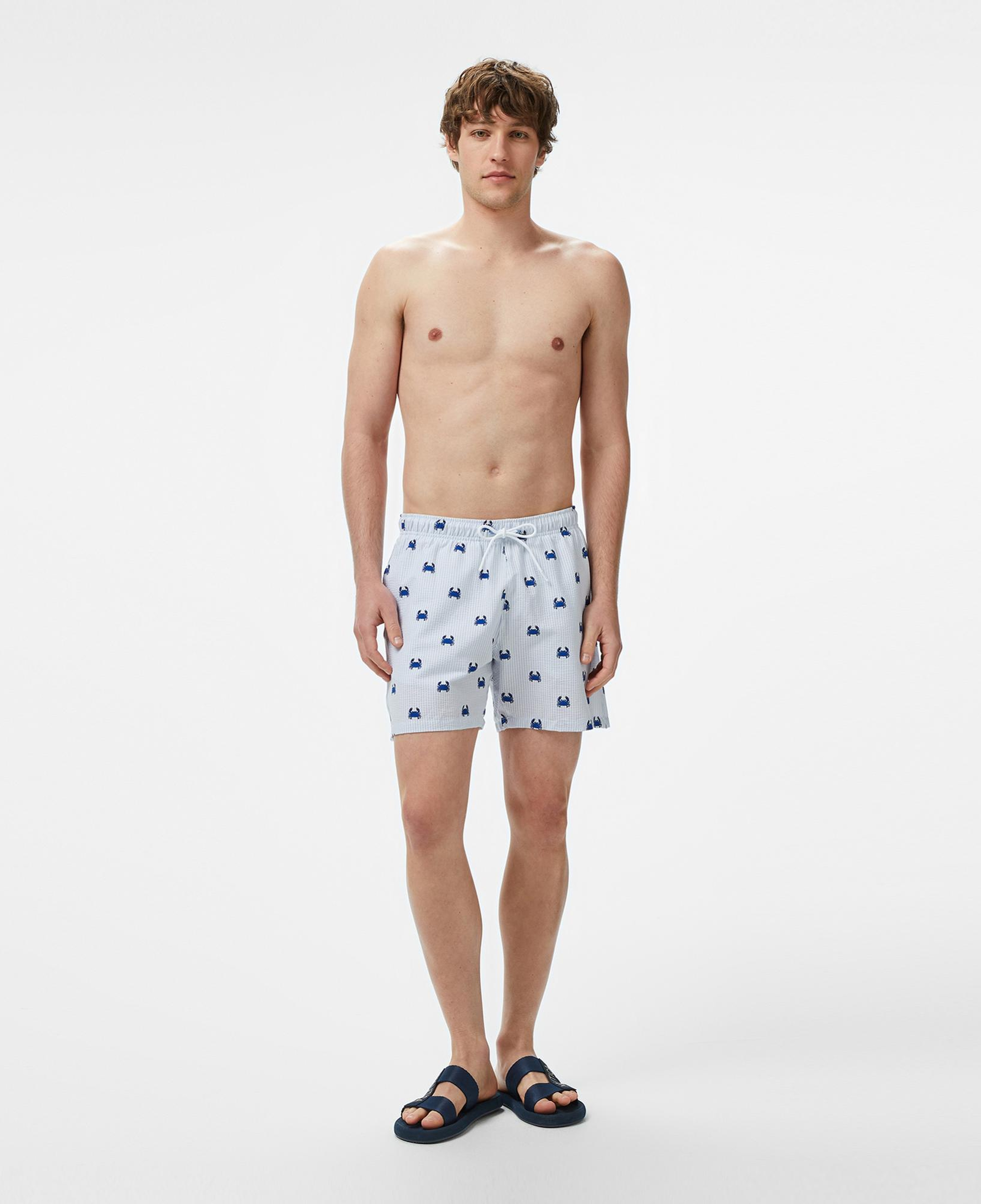 Nautica Erkek Mavi Regular Fit Çizgili Deniz Şortu