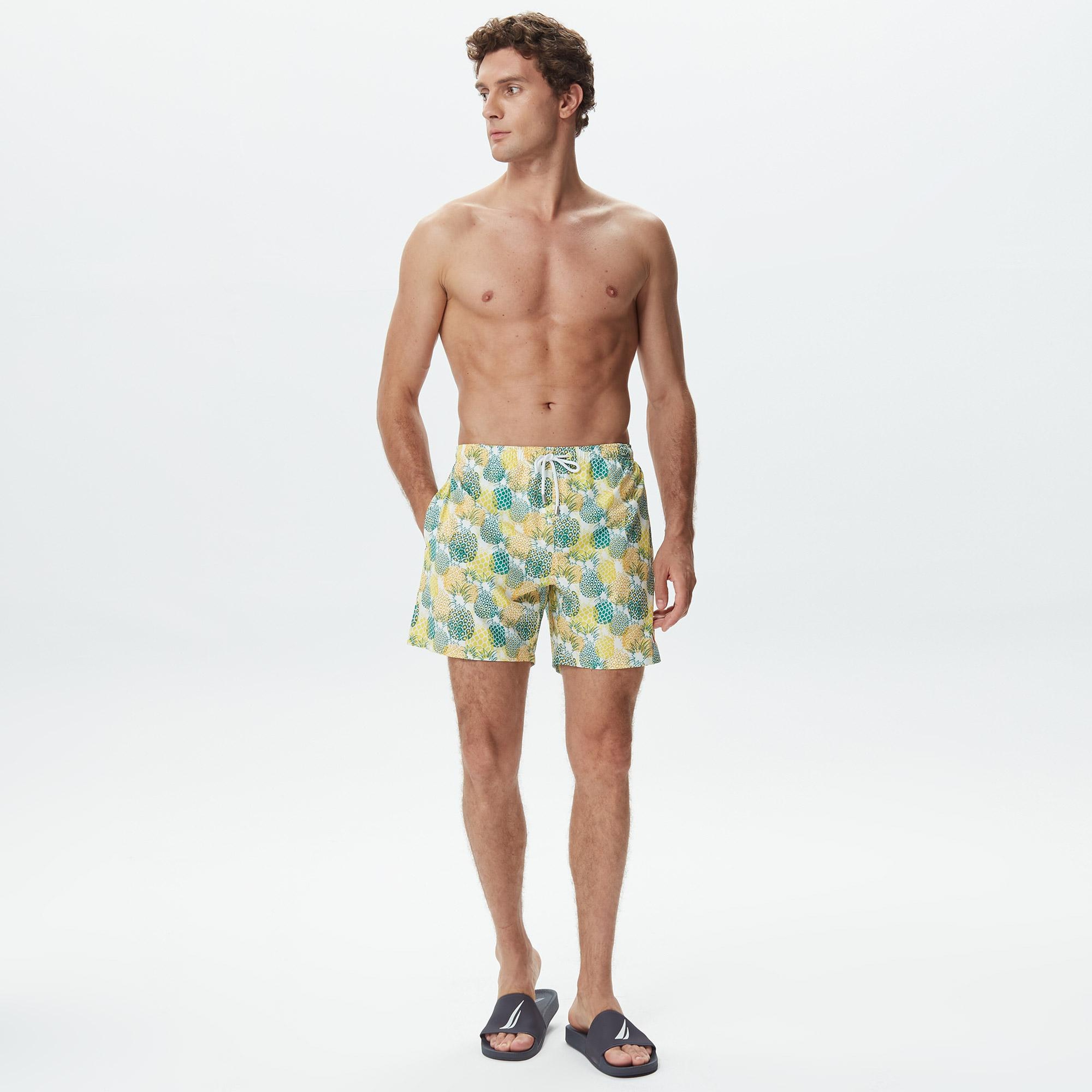 Nautica Erkek Sarı Baskılı Deniz Şortu