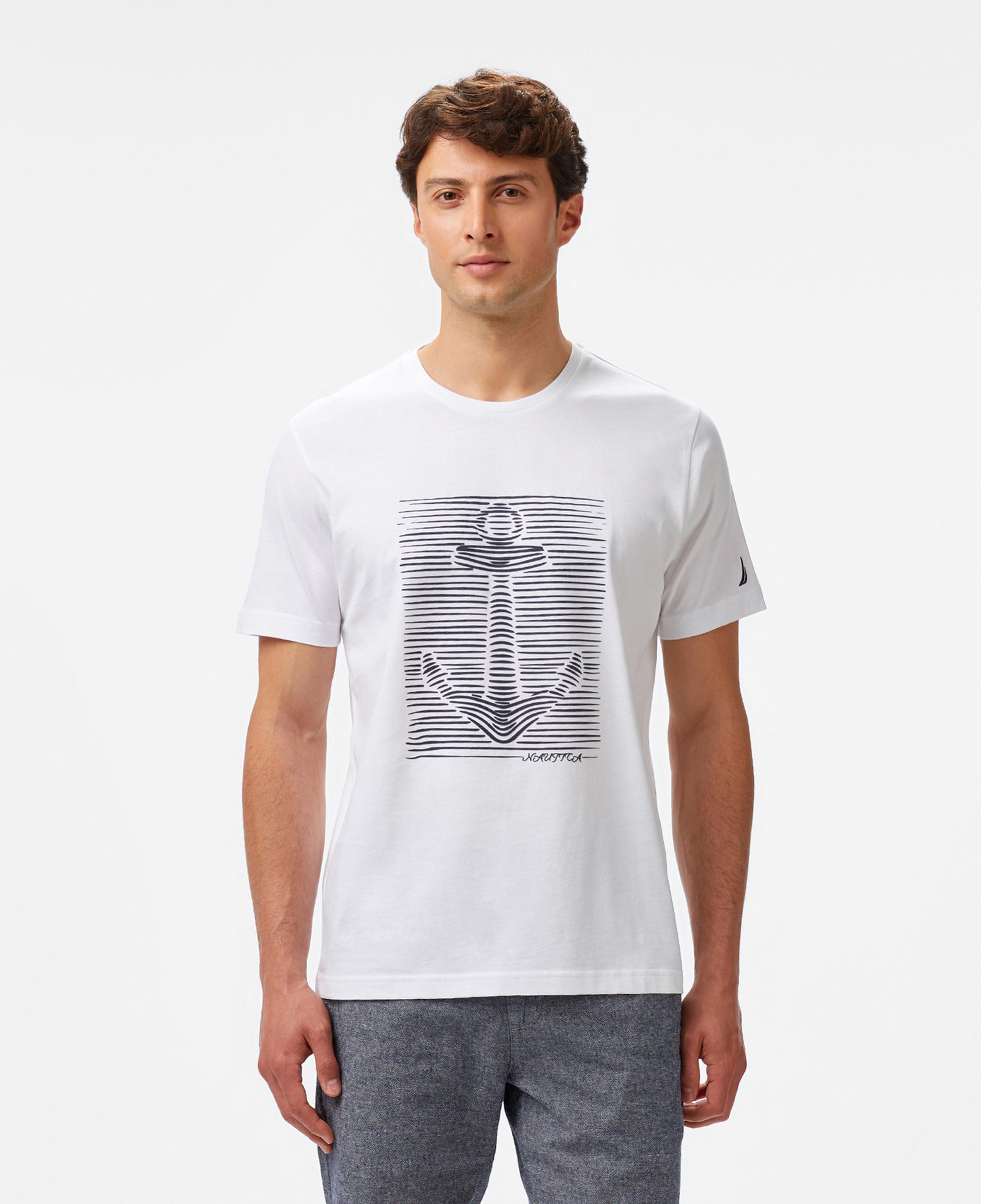 Nautica Erkek Beyaz Regular Fit Baskılı T-Shirt
