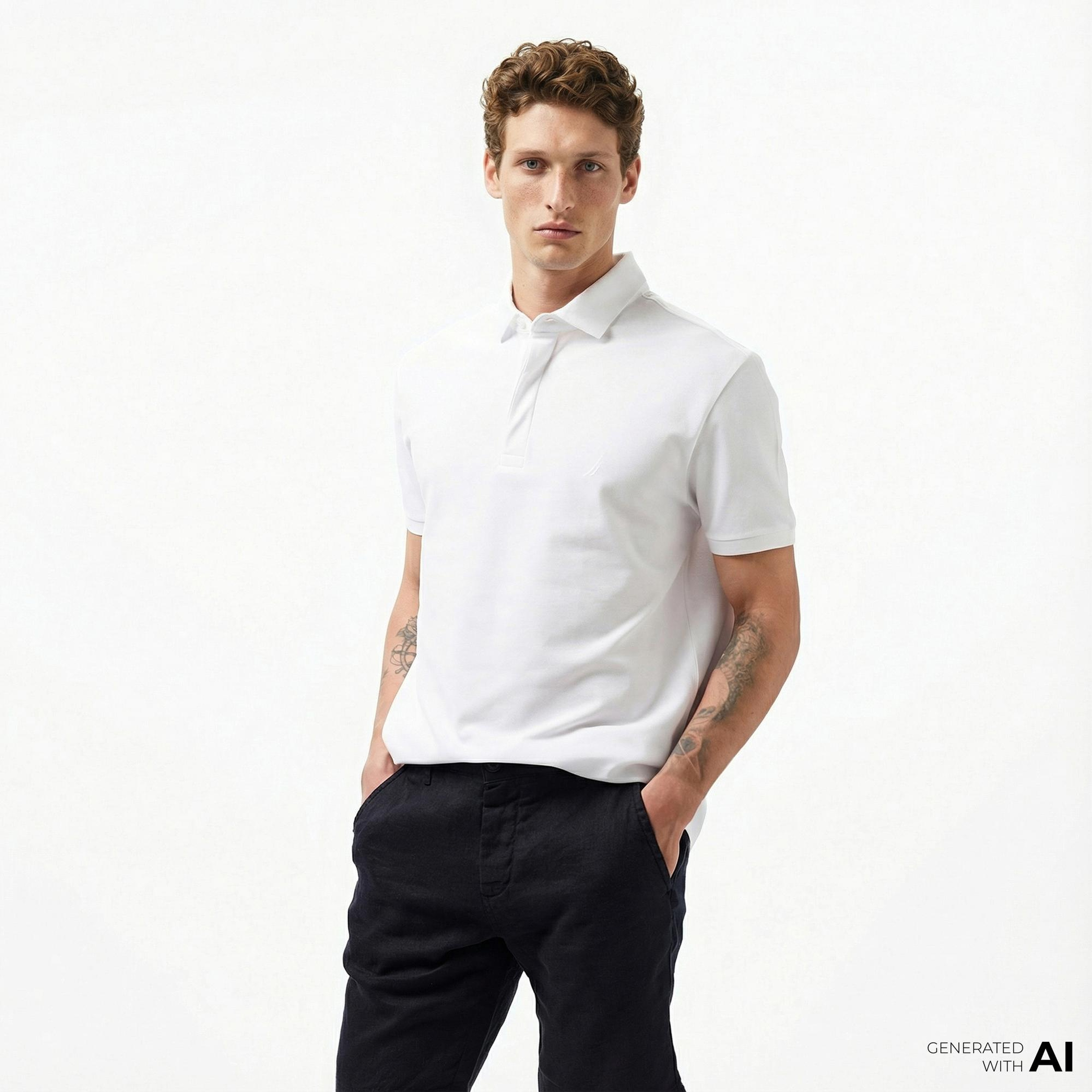 Nautica Erkek Beyaz Slim Fit Kısa Kollu Polo Yaka T-Shirt