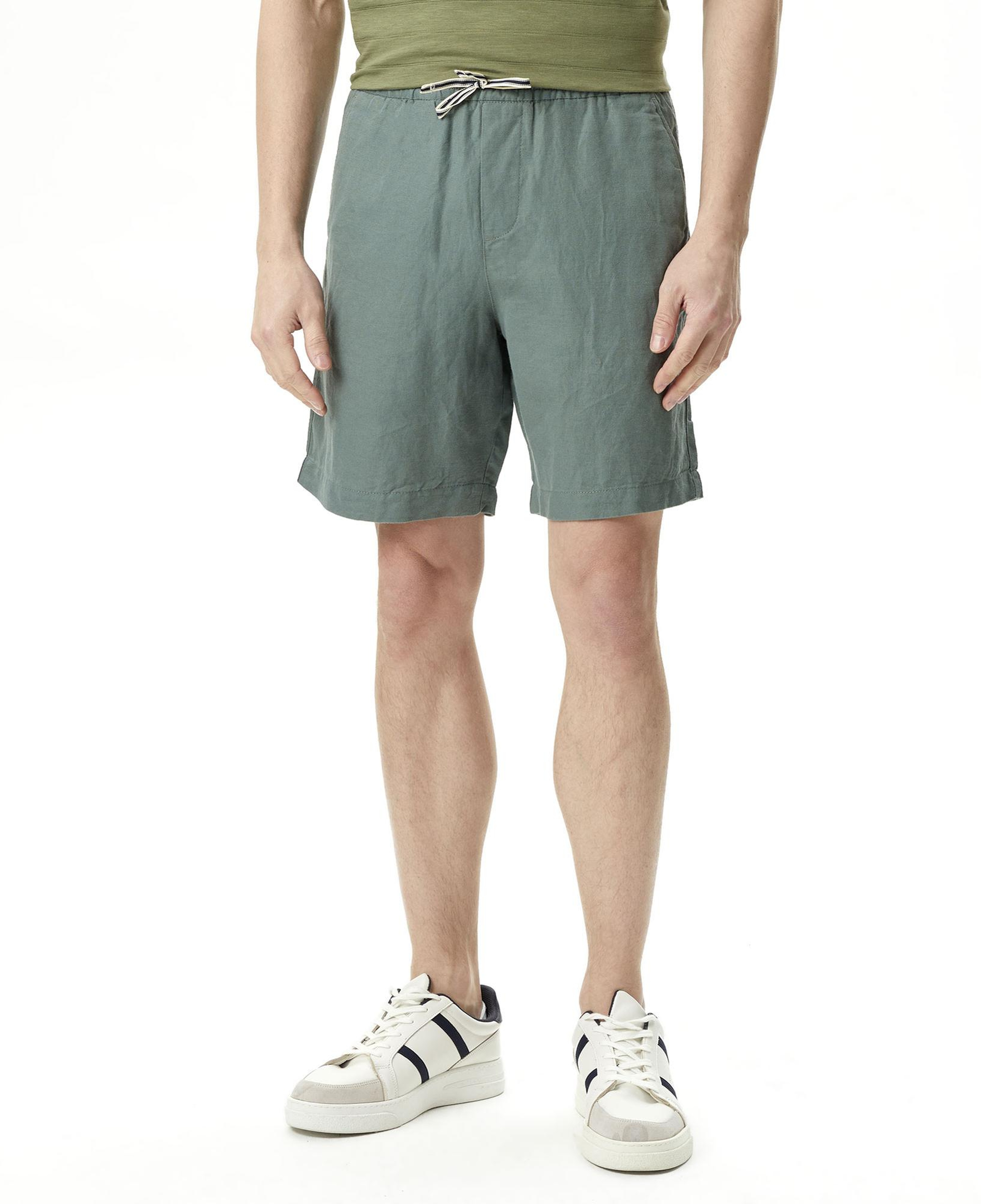 Nautica Erkek Yeşil Classic Fit Keten Bermuda