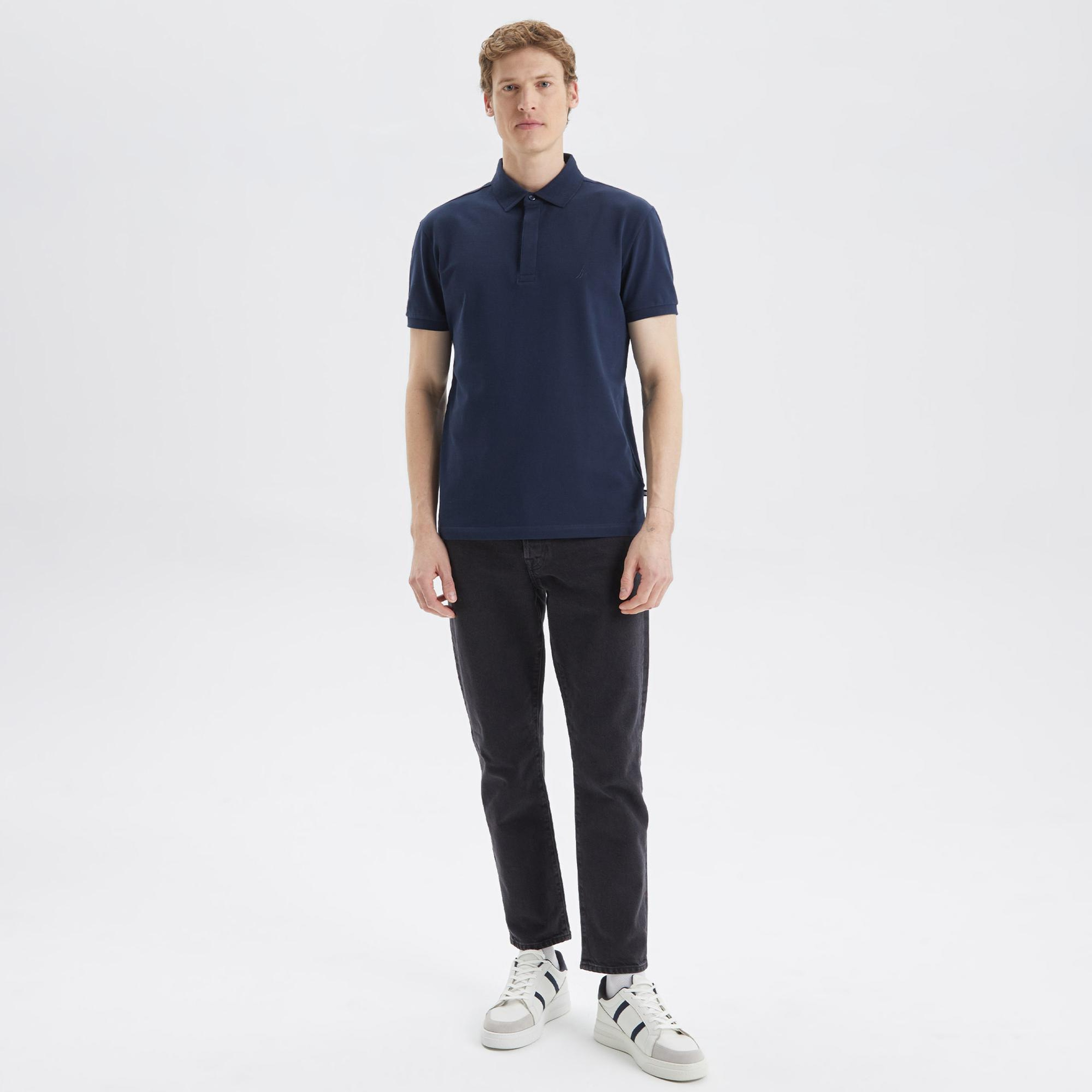 Nautica Erkek Lacivert Slim Fit Kısa Kollu Polo Yaka T-Shirt