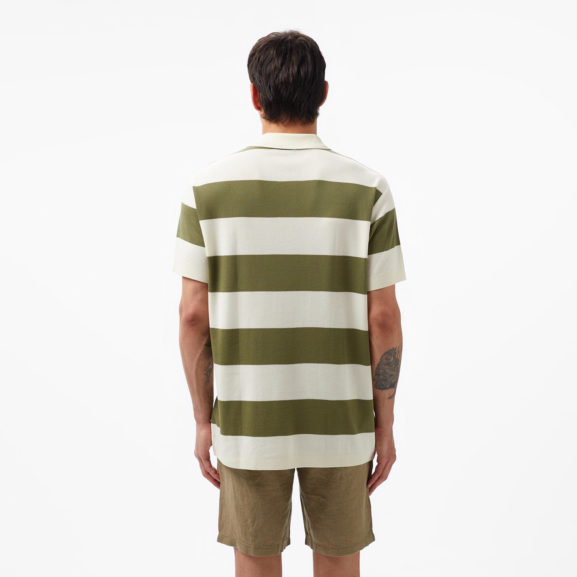 Nautica Erkek Yeşil Classic Fit Kısa Kollu Çizgili Polo Yaka T-Shirt