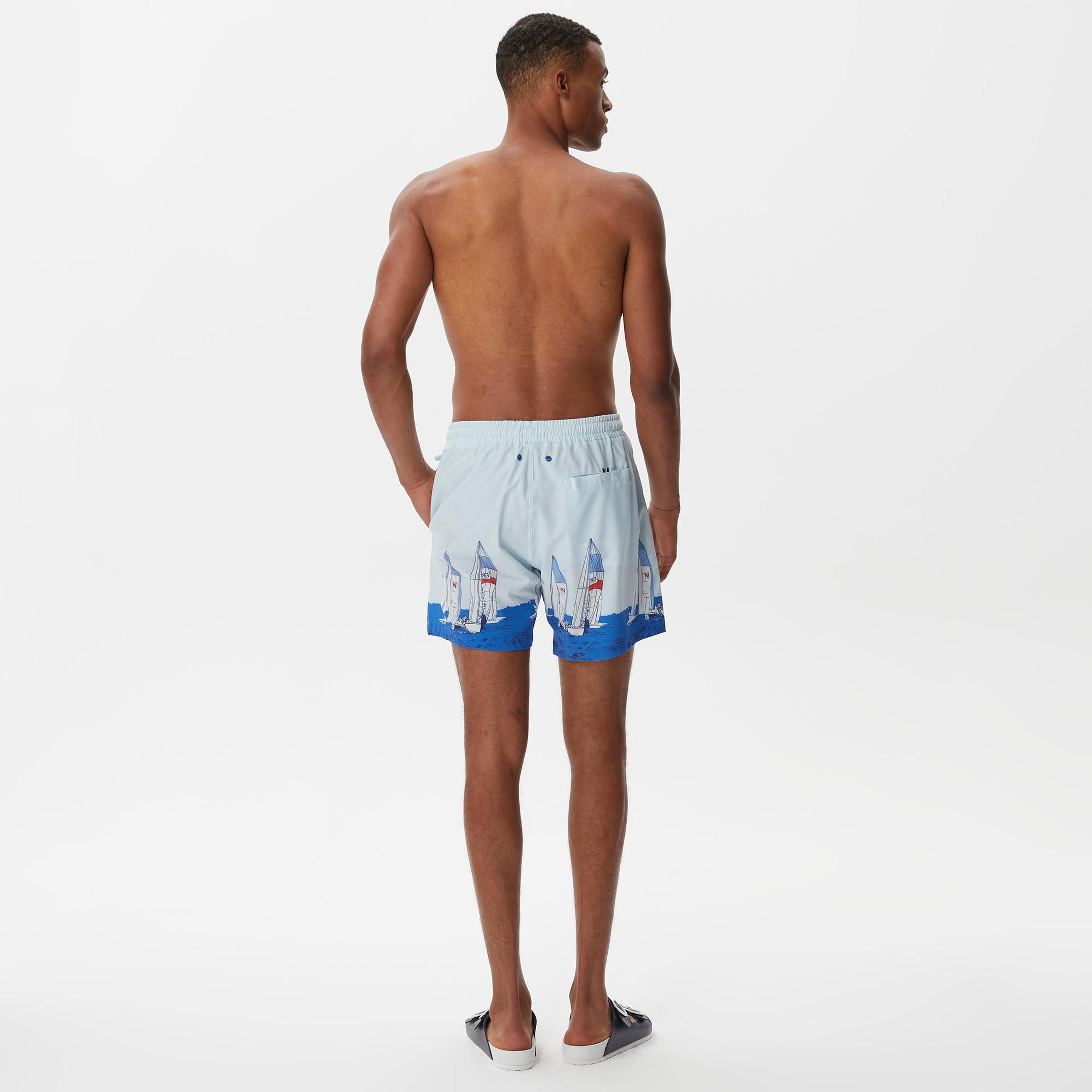 Nautica Erkek Mavi Baskılı Deniz Şortu