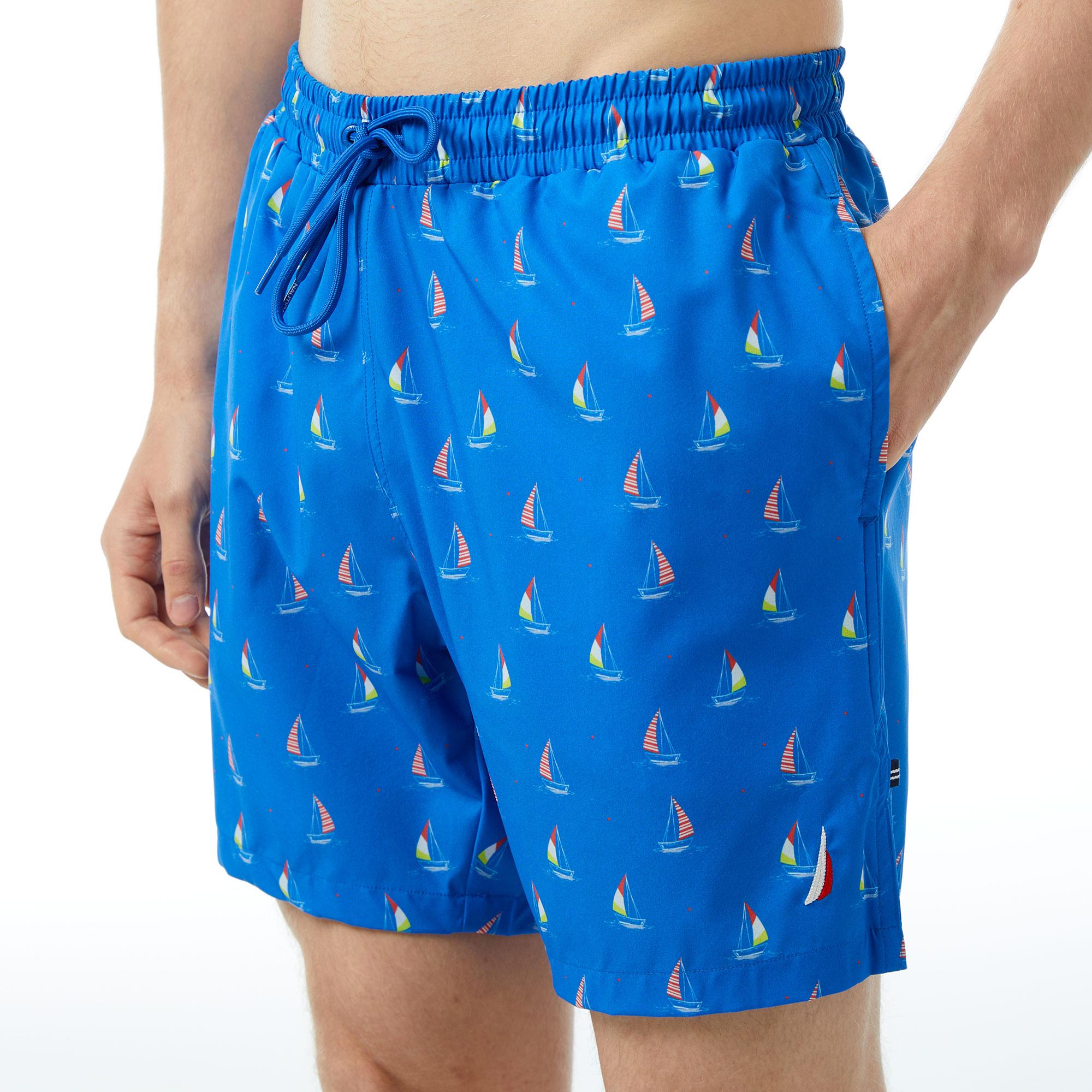 Nautica Erkek Mavi Baskılı Deniz Şortu