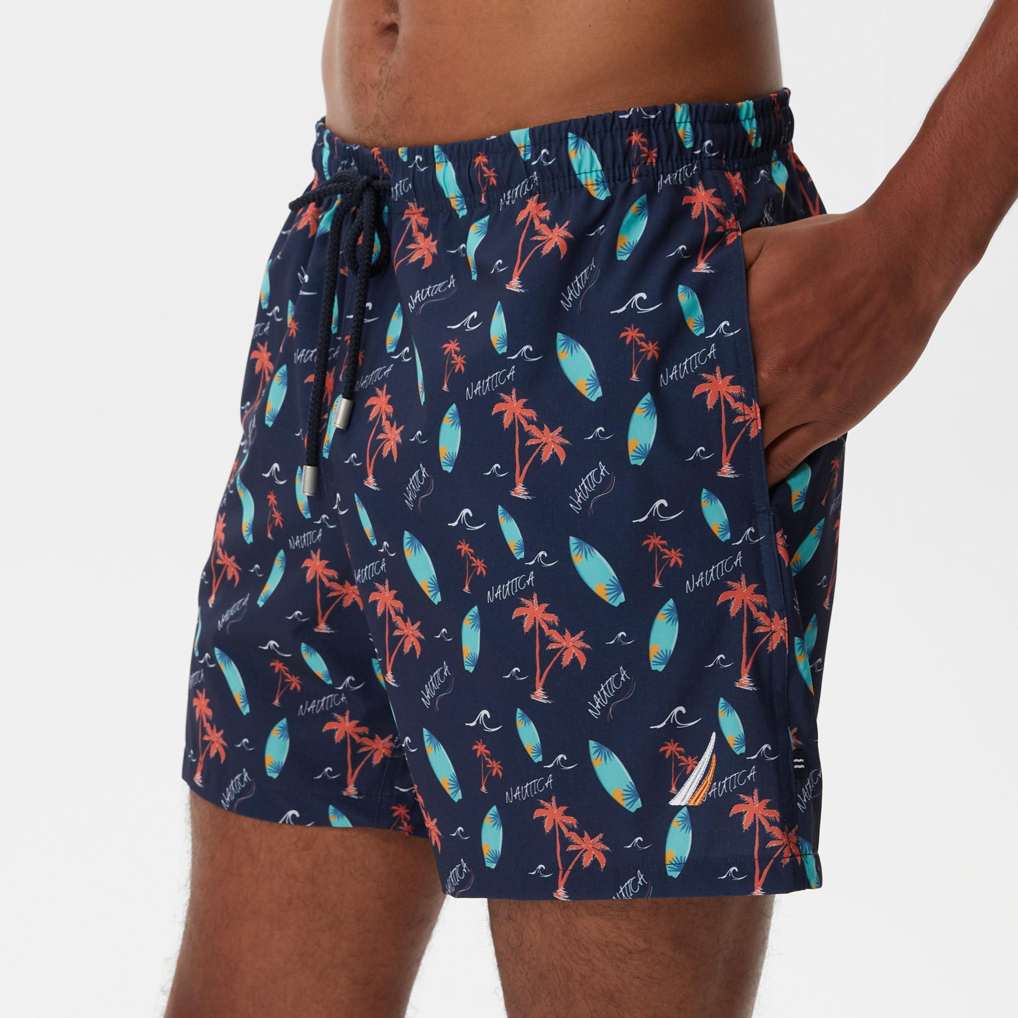 Nautica Erkek Lacivert Baskılı Deniz Şortu