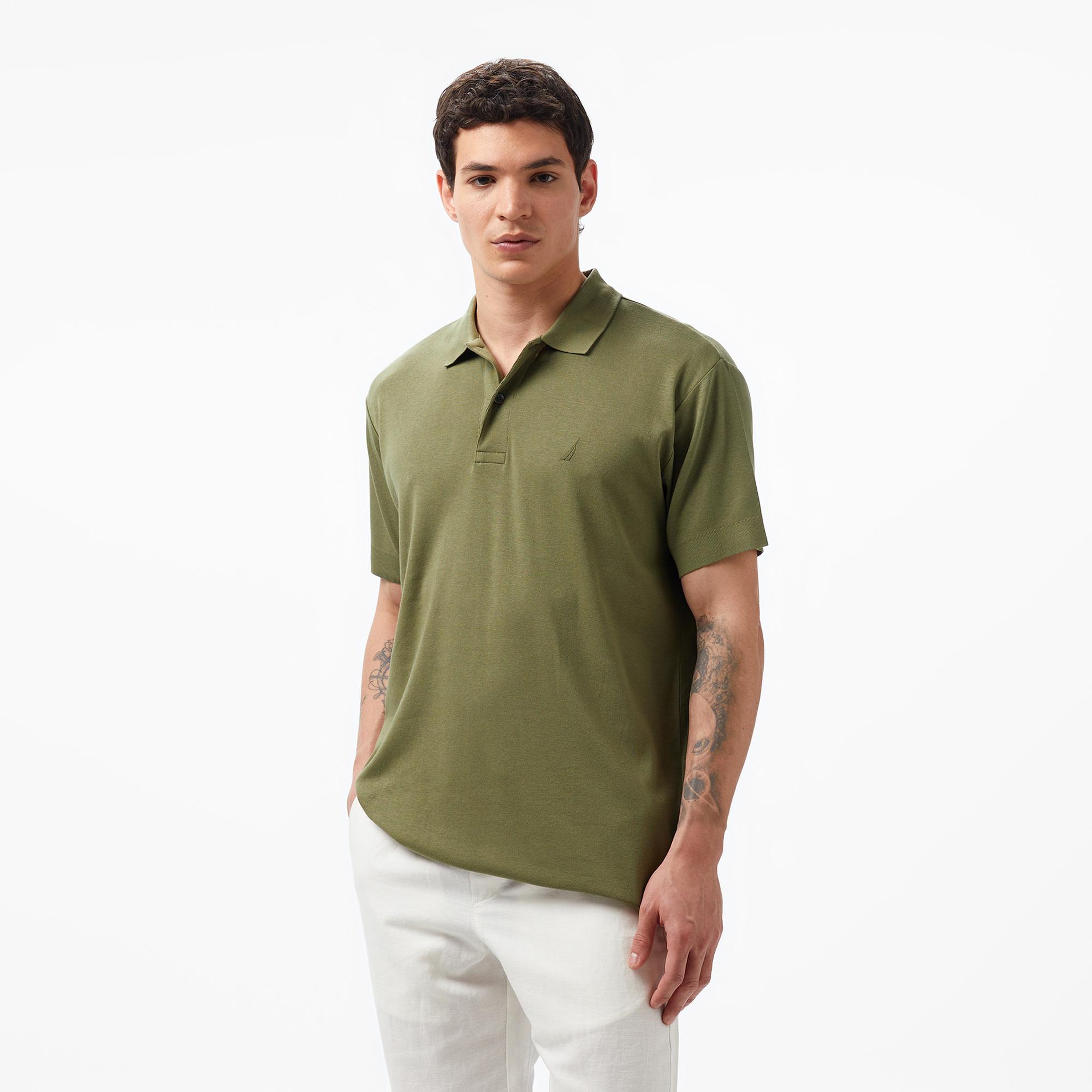 Nautica Erkek Yeşil Classic Fit Kısa Kollu Polo Yaka T-Shirt