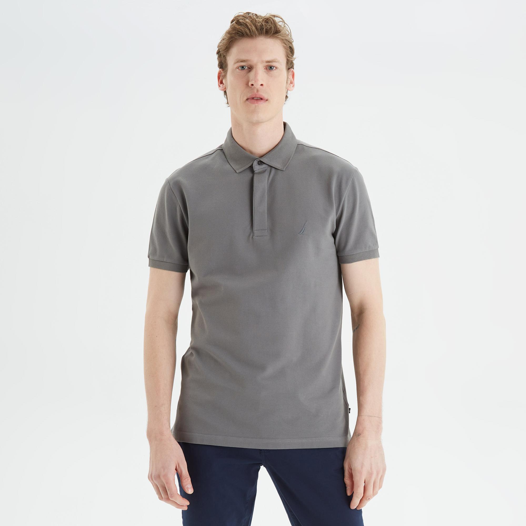 Nautica Erkek Gri Slim Fit Kısa Kollu Polo Yaka T-Shirt
