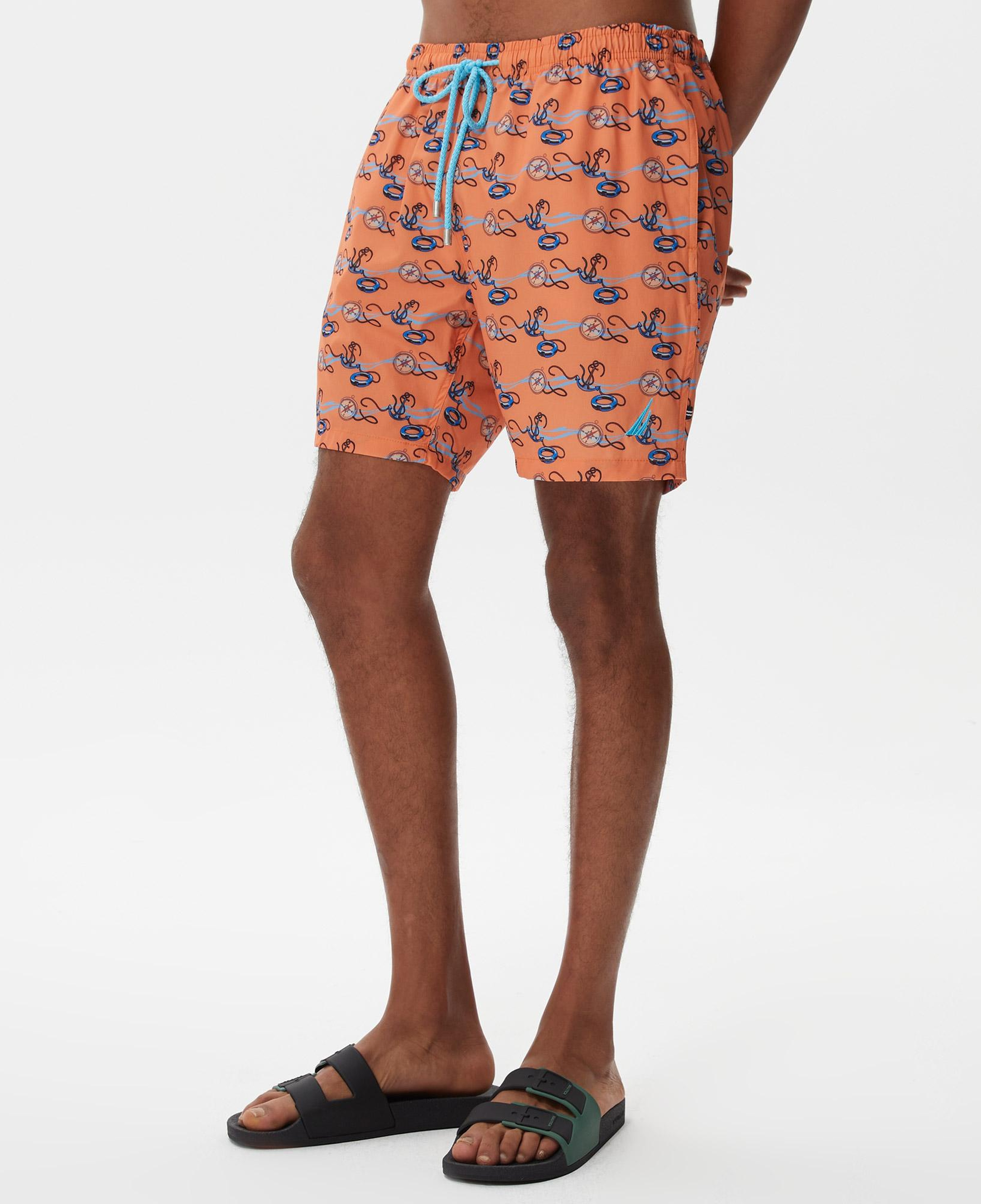 Nautica Erkek Turuncu Baskılı Deniz Şortu