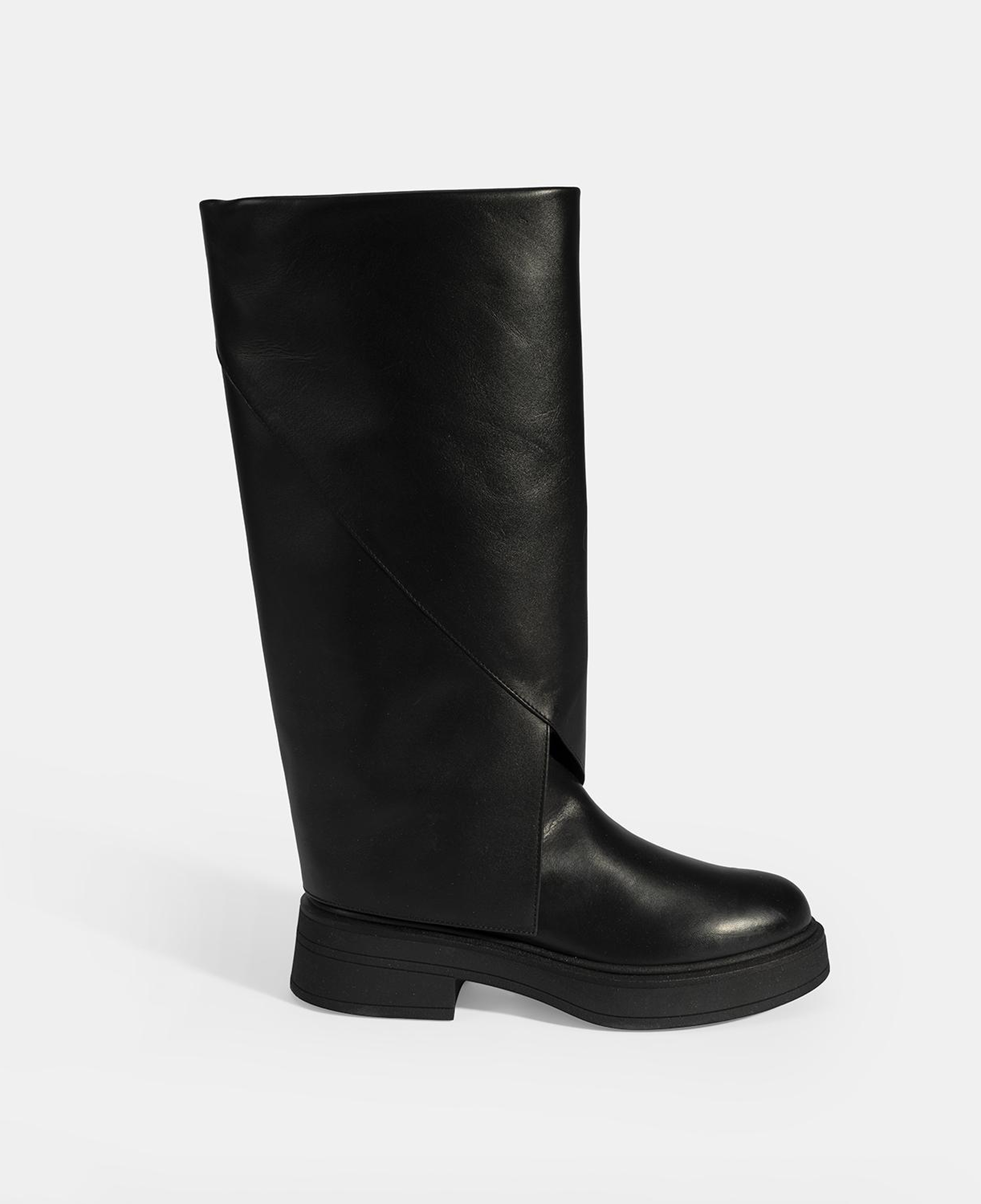 Kadın Siyah Katlama Detaylı Deri Çizme