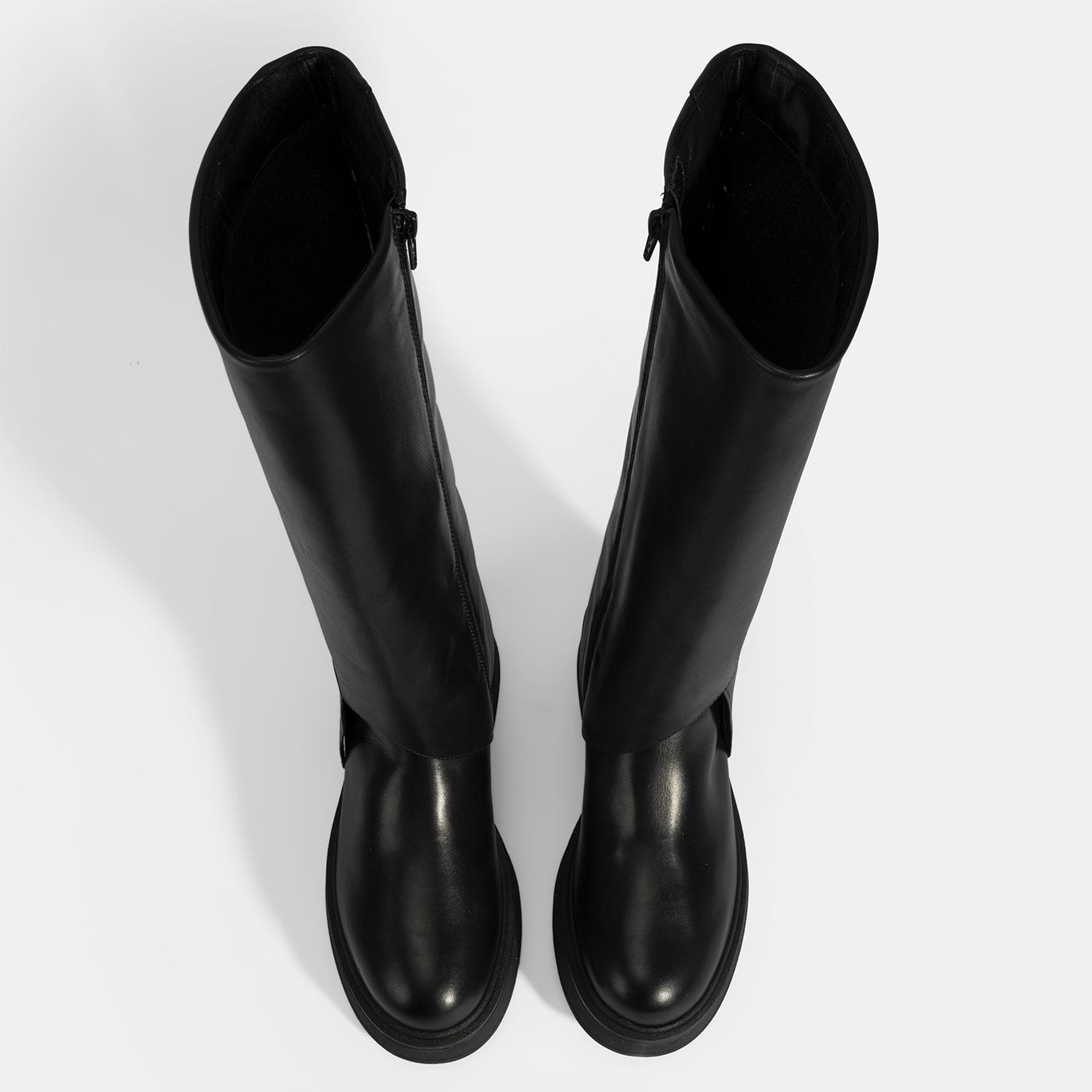 Kadın Siyah Katlama Detaylı Deri Çizme