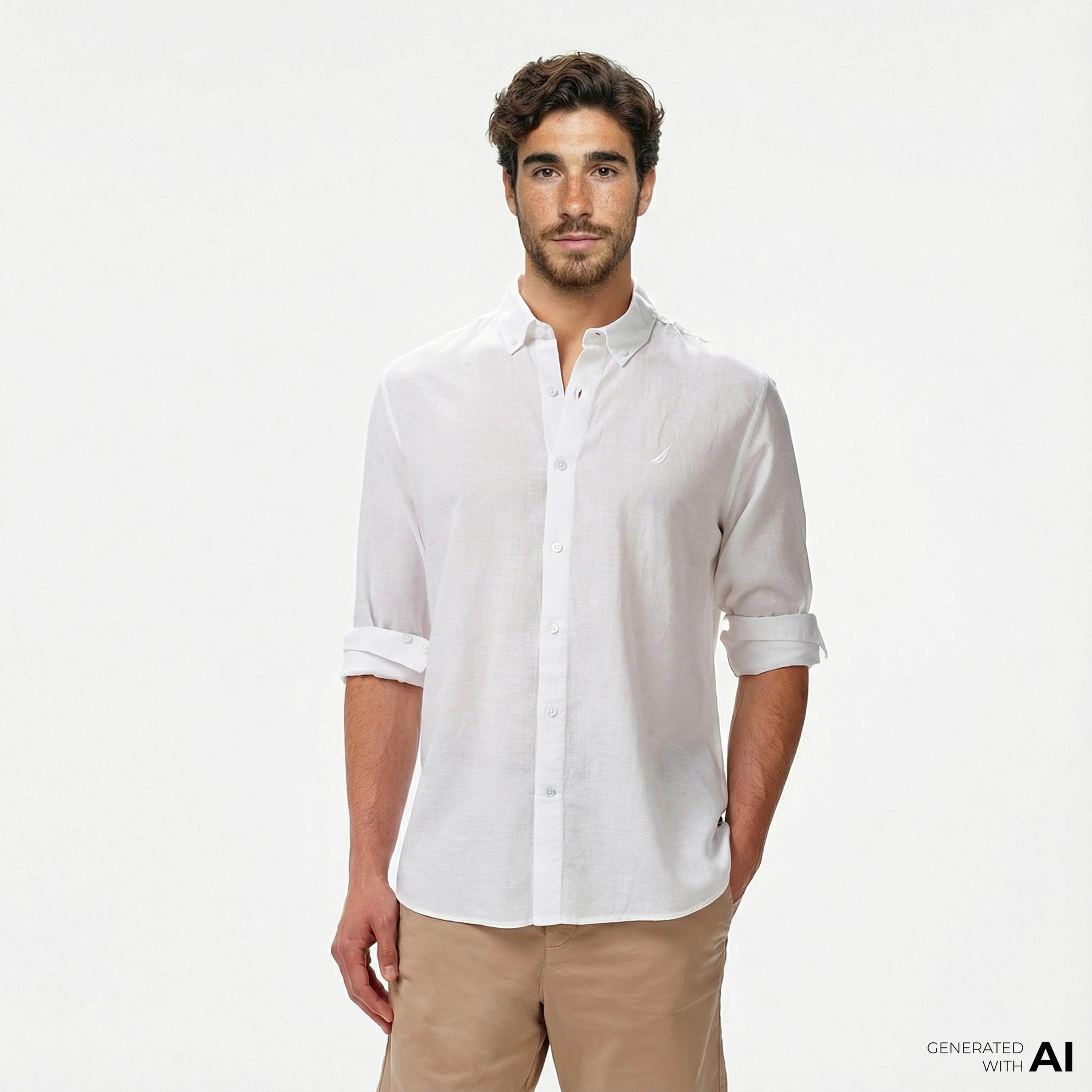 Nautica Erkek Beyaz Classic Fit Gömlek