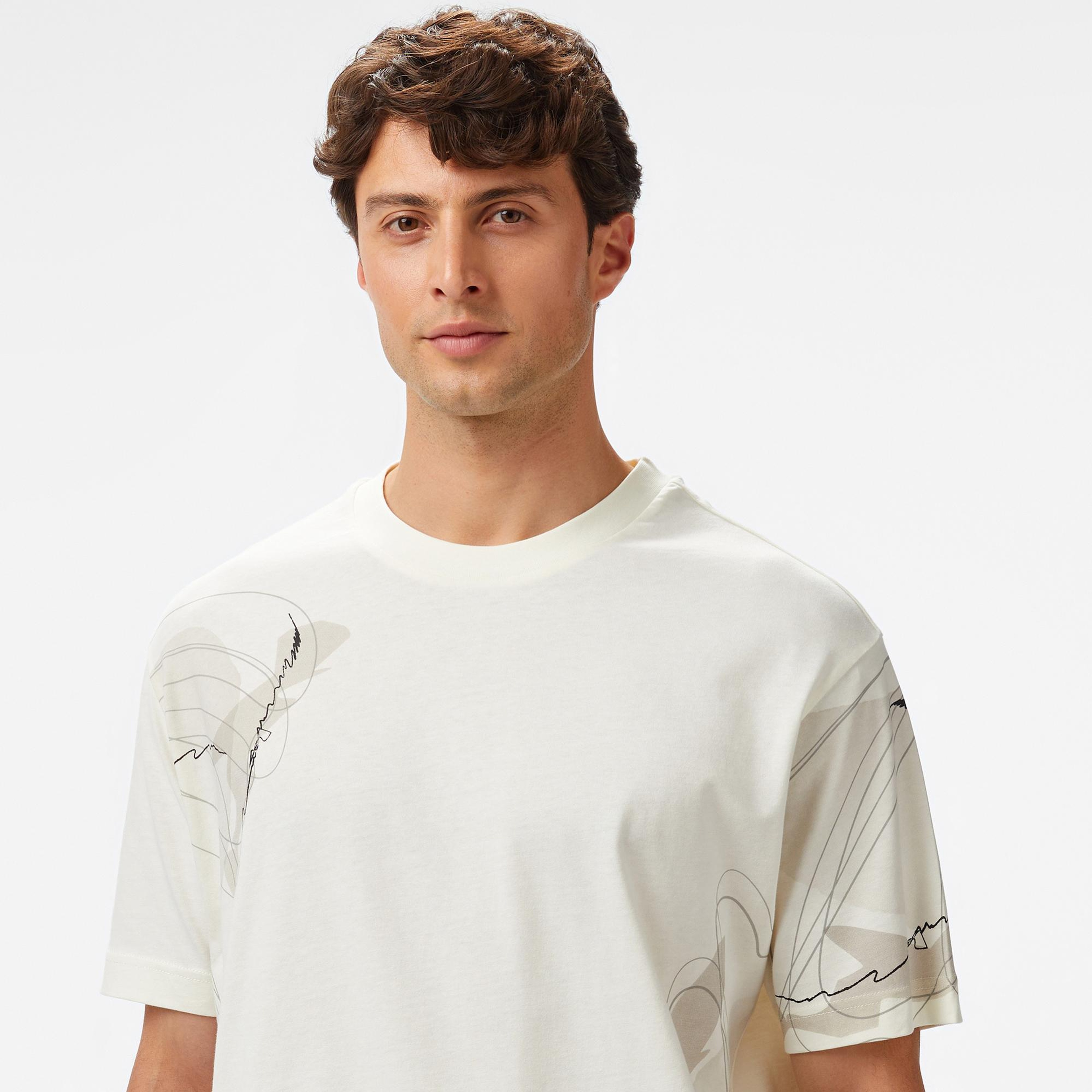 Nautica Erkek Krem Rengi Regular Fit Baskılı T-Shirt