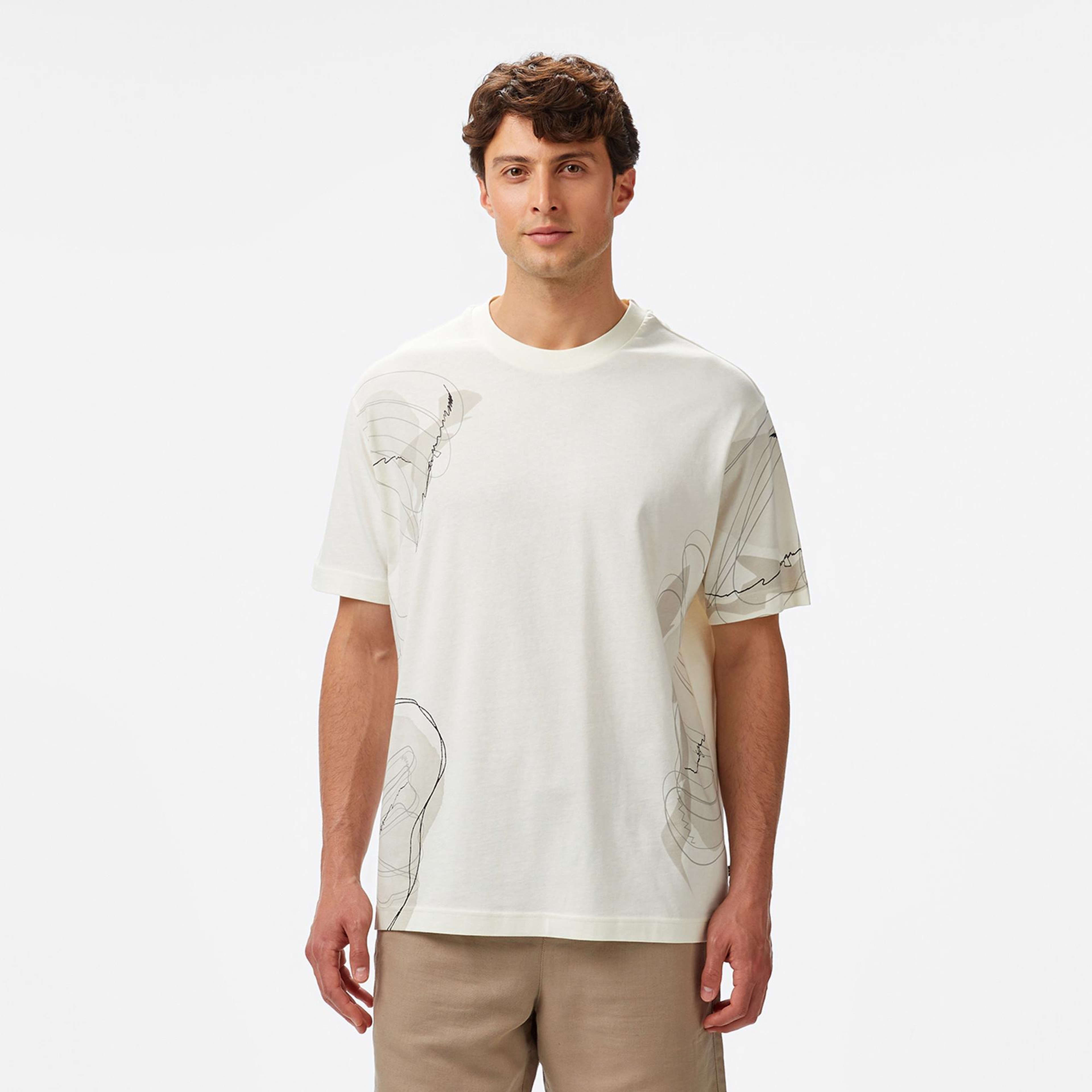 Nautica Erkek Krem Rengi Regular Fit Baskılı T-Shirt