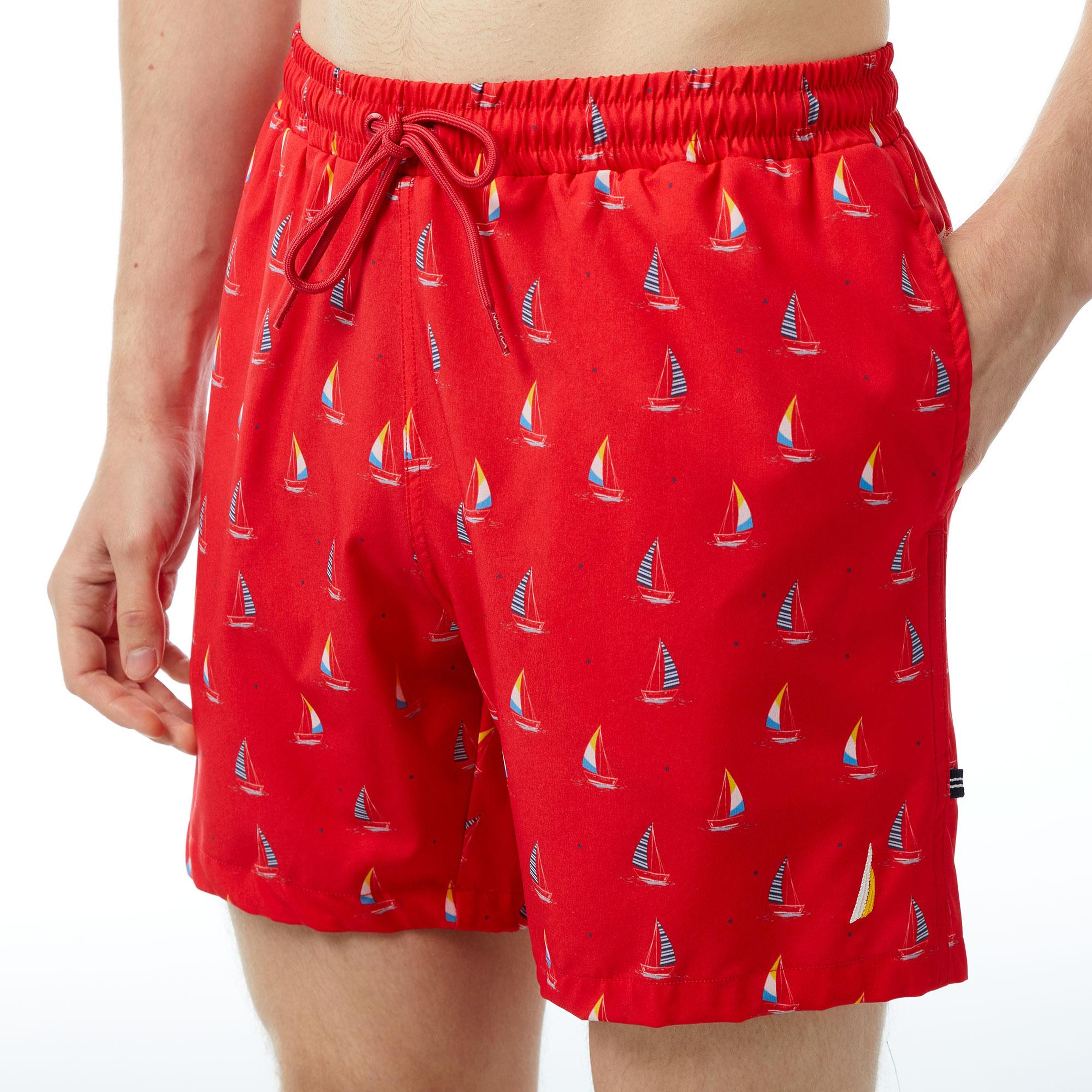 Nautica Erkek Kırmızı Baskılı Deniz Şortu