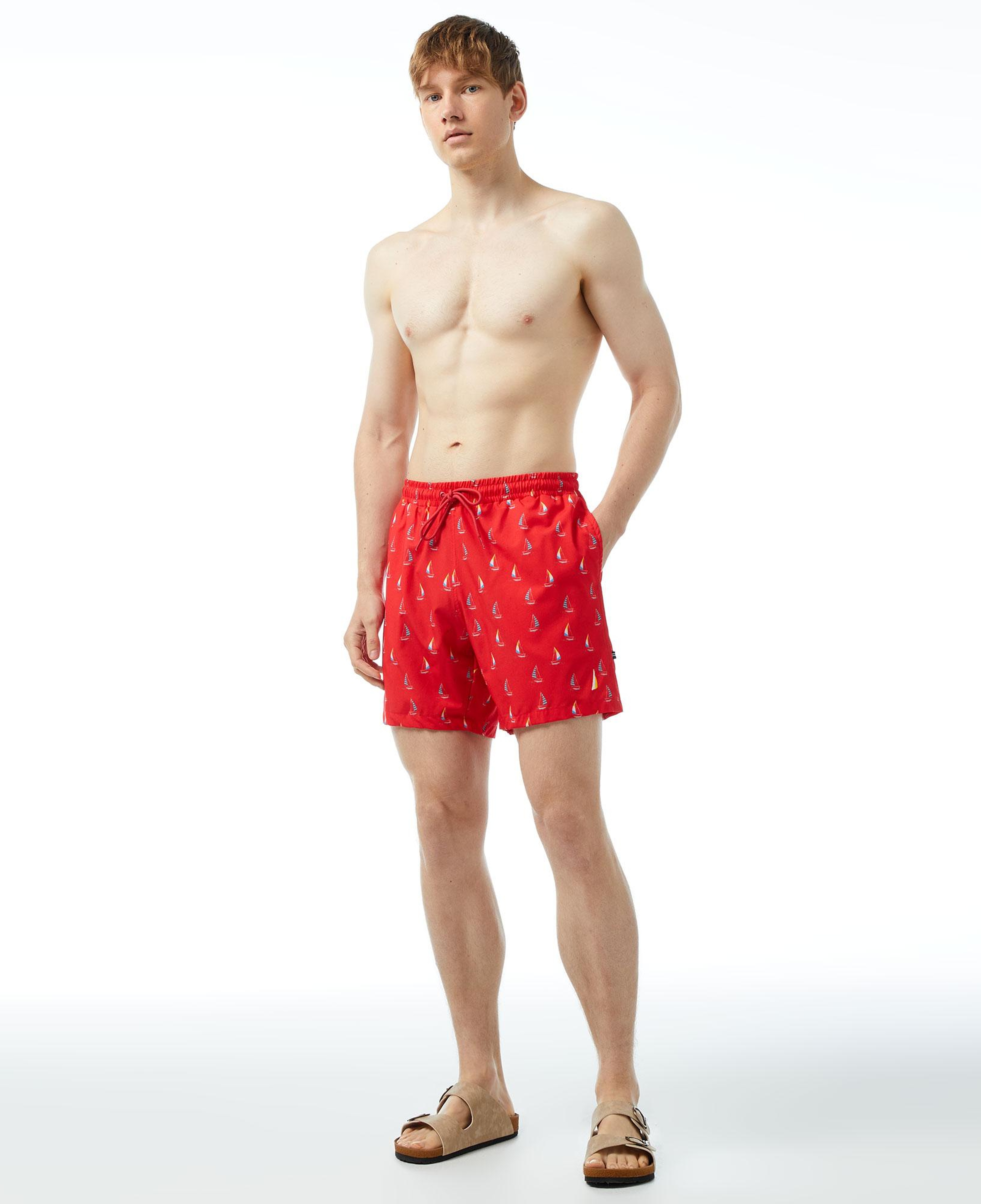 Nautica Erkek Kırmızı Baskılı Deniz Şortu