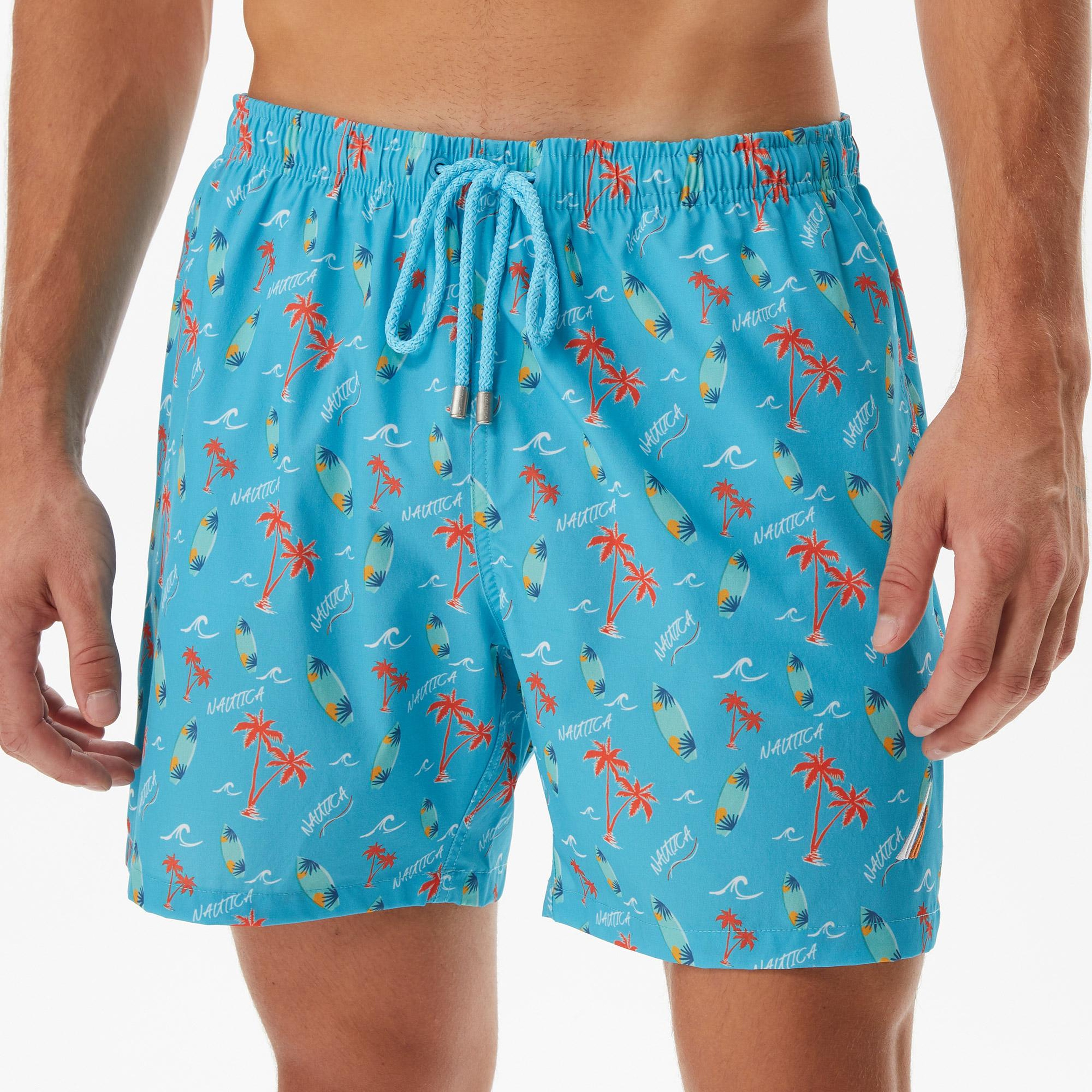 Nautica Erkek Mavi Baskılı Deniz Şortu