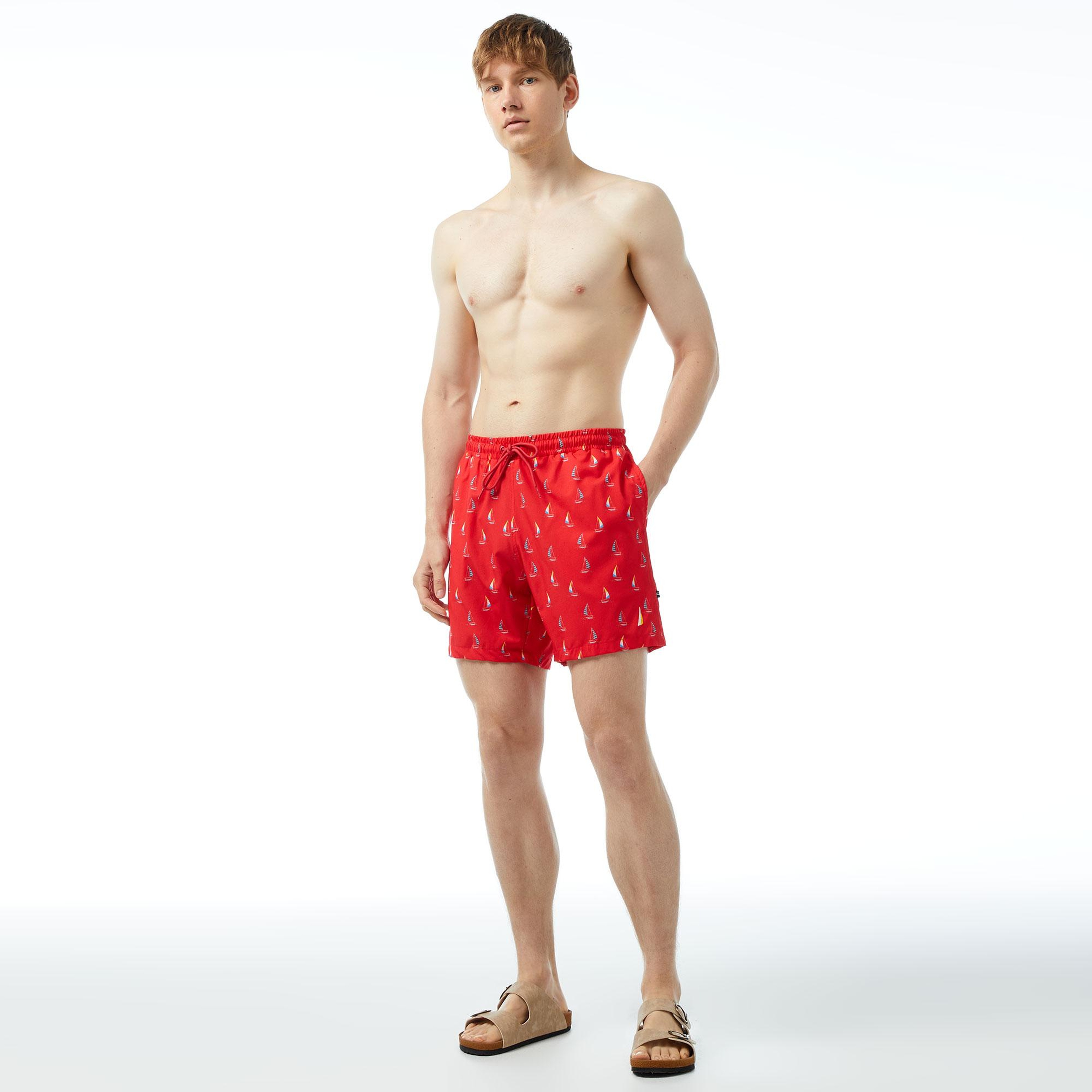 Nautica Erkek Kırmızı Baskılı Deniz Şortu
