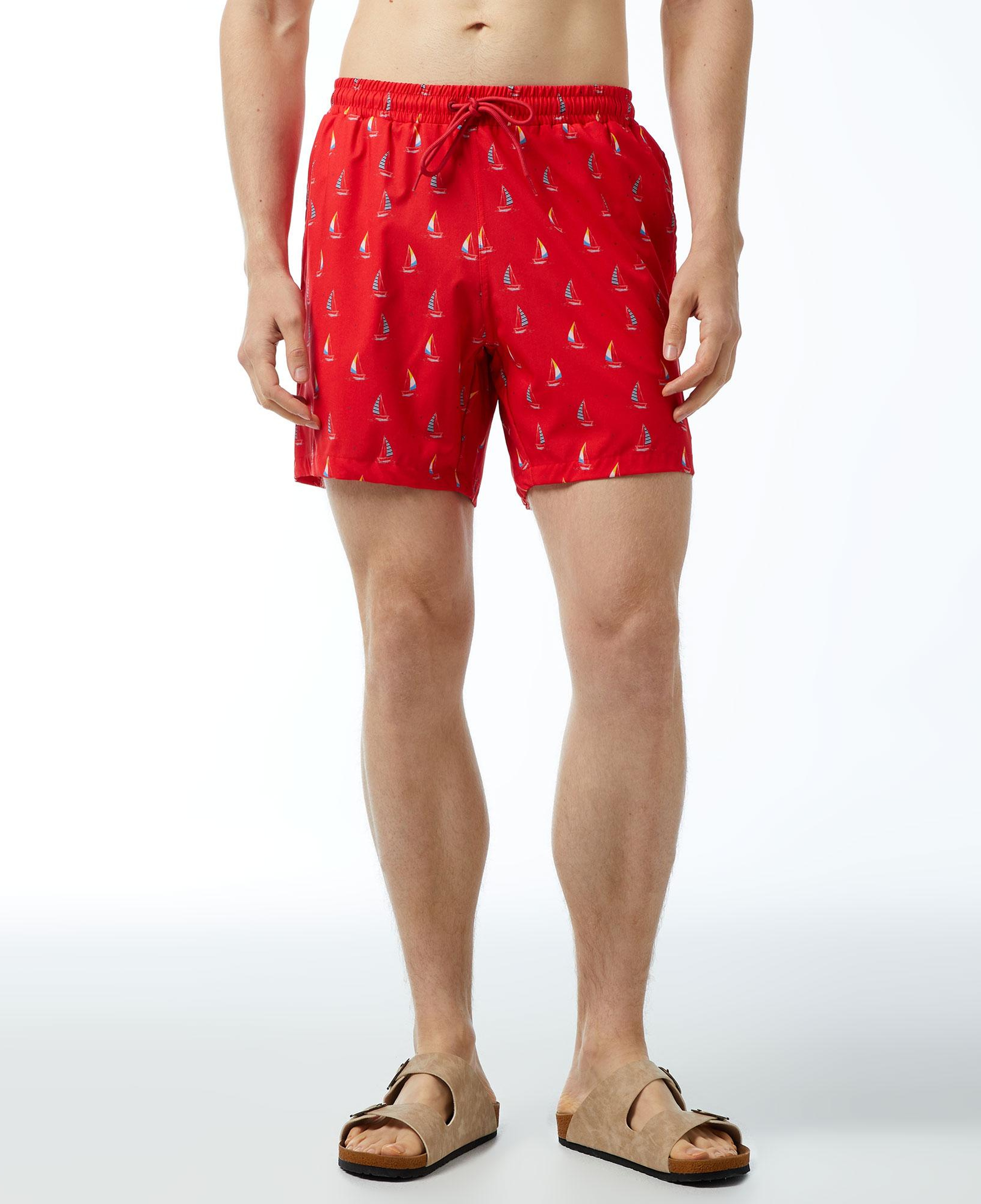 Nautica Erkek Kırmızı Baskılı Deniz Şortu