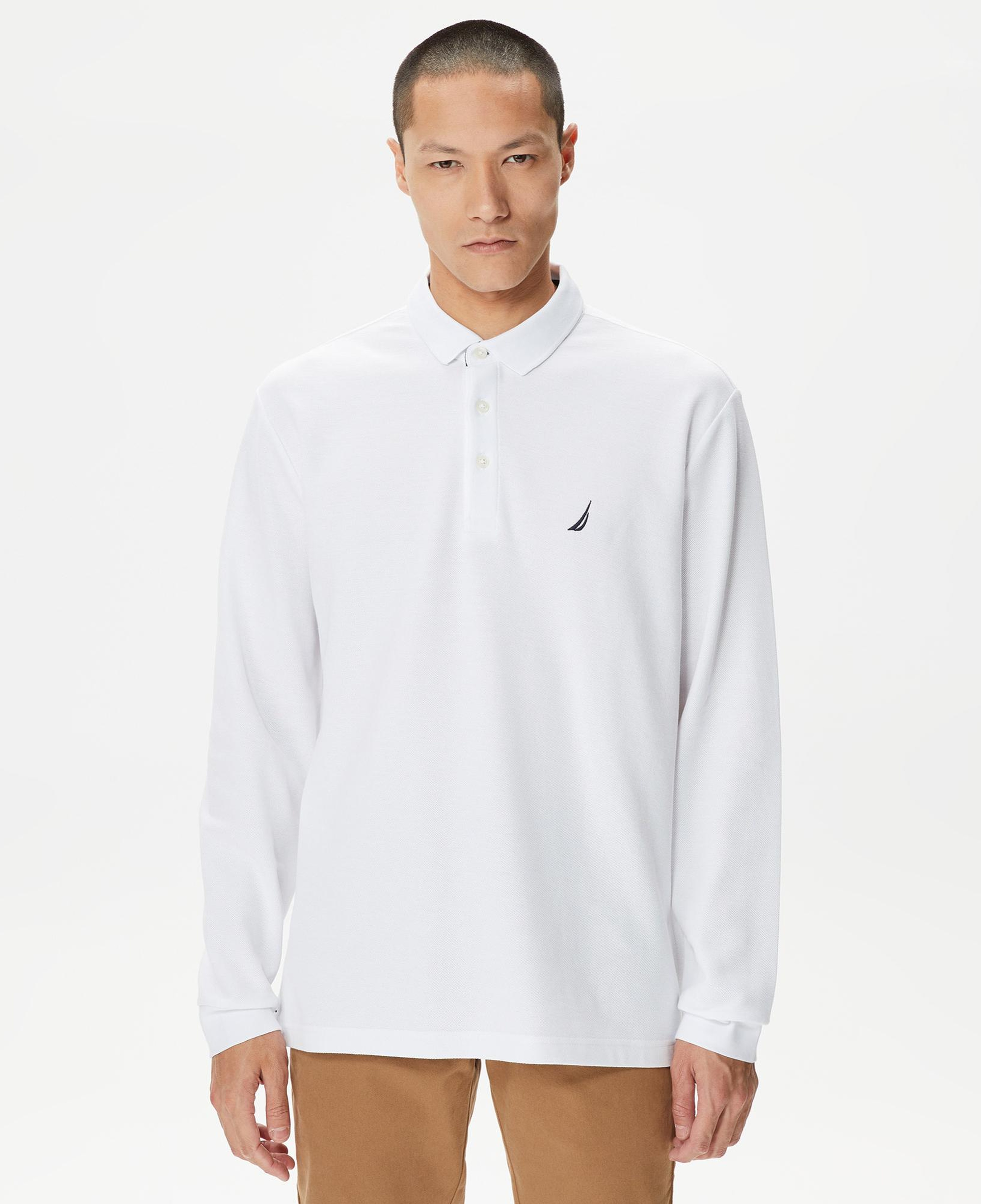 Nautica Erkek Beyaz Classic Fit Uzun Kollu Polo Yaka T-Shirt