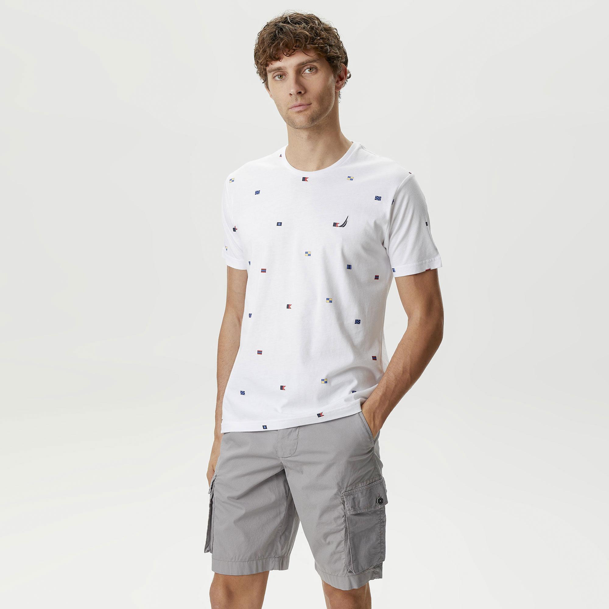 Nautica Erkek Beyaz Standart Fit T-Shirt