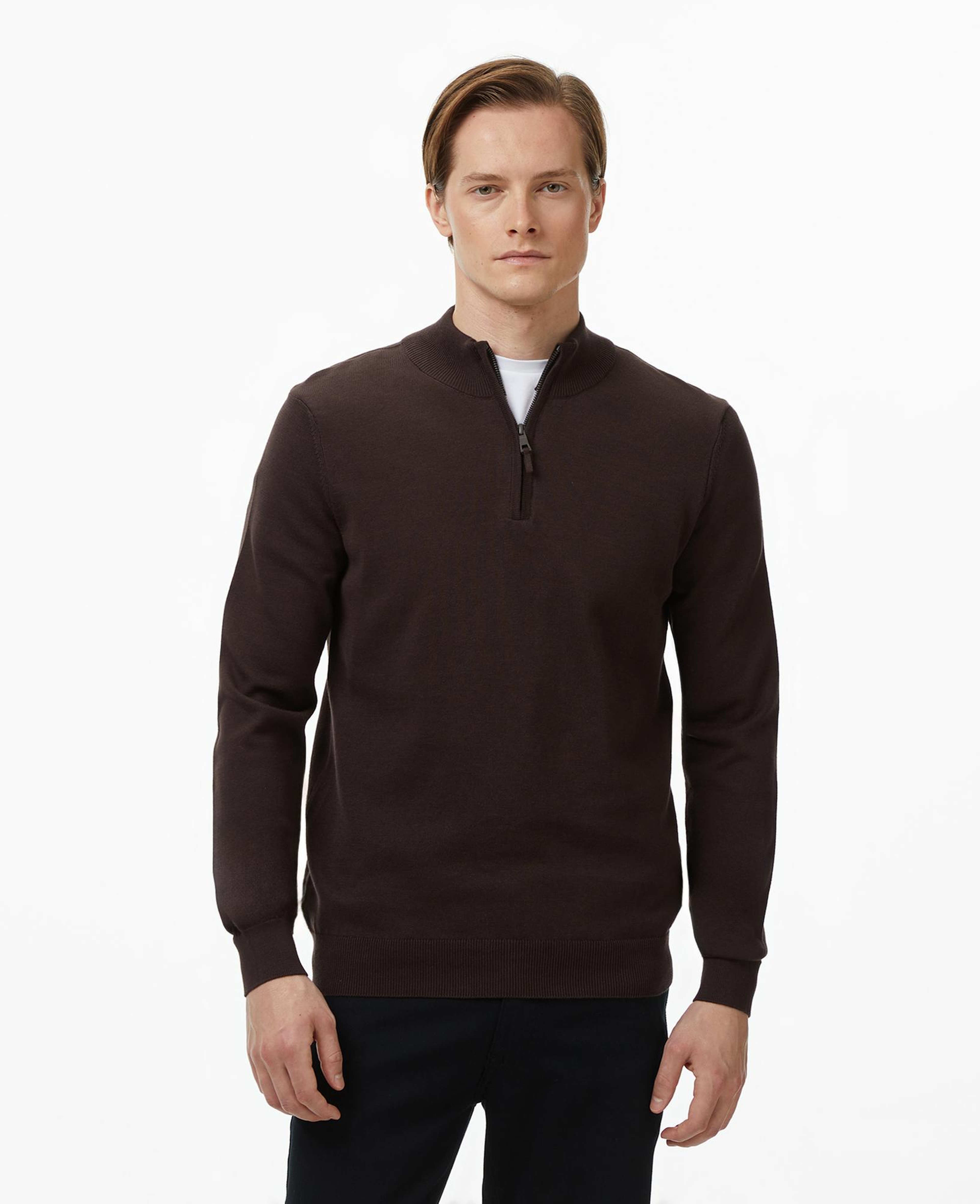 Nautica Erkek Kahverengi Classic Fit Kazak