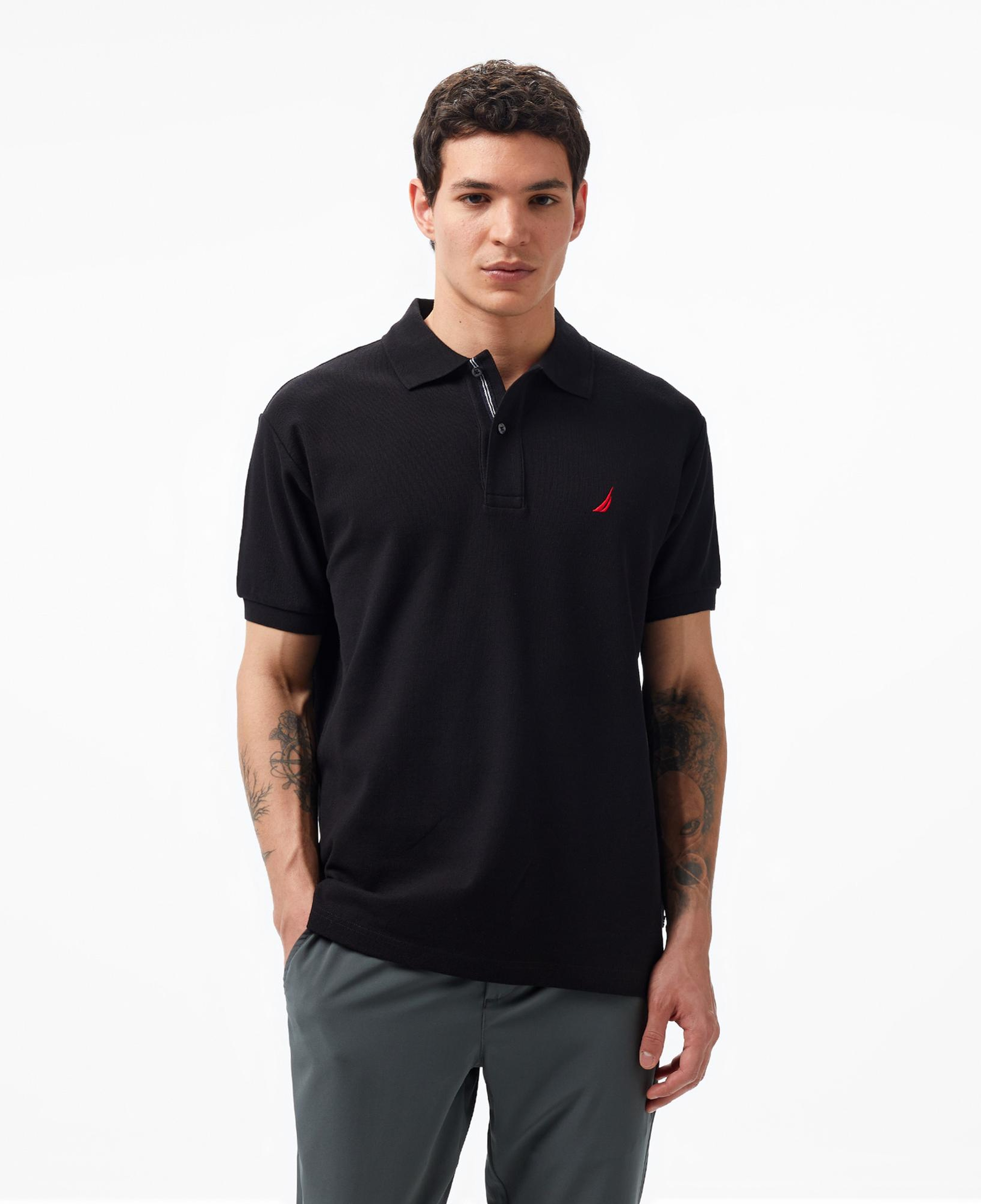 Nautica Erkek Siyah Classic Fit Kısa Kollu Polo