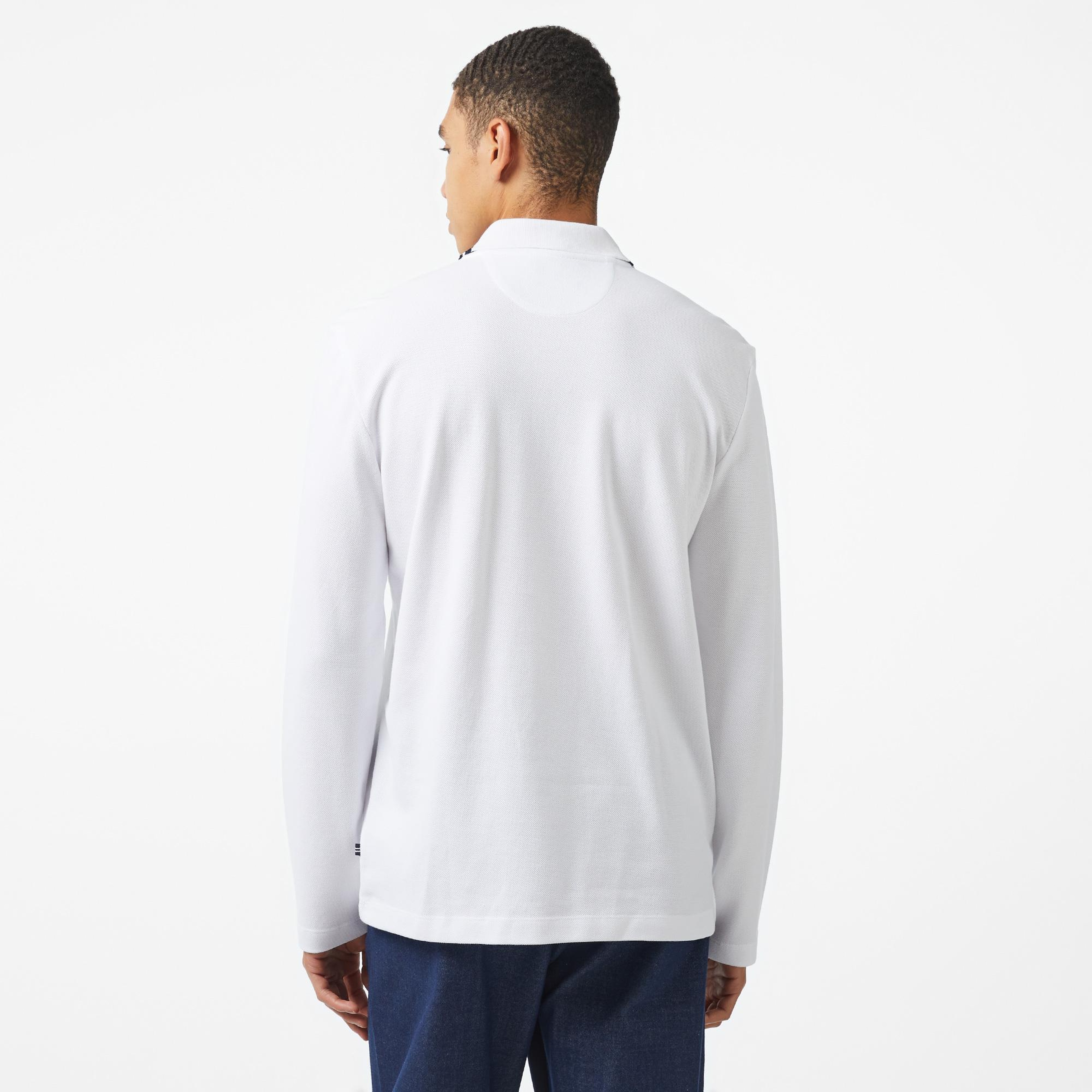 Nautica Erkek Beyaz Classic Fit Uzun Kollu Polo Yaka T-Shirt