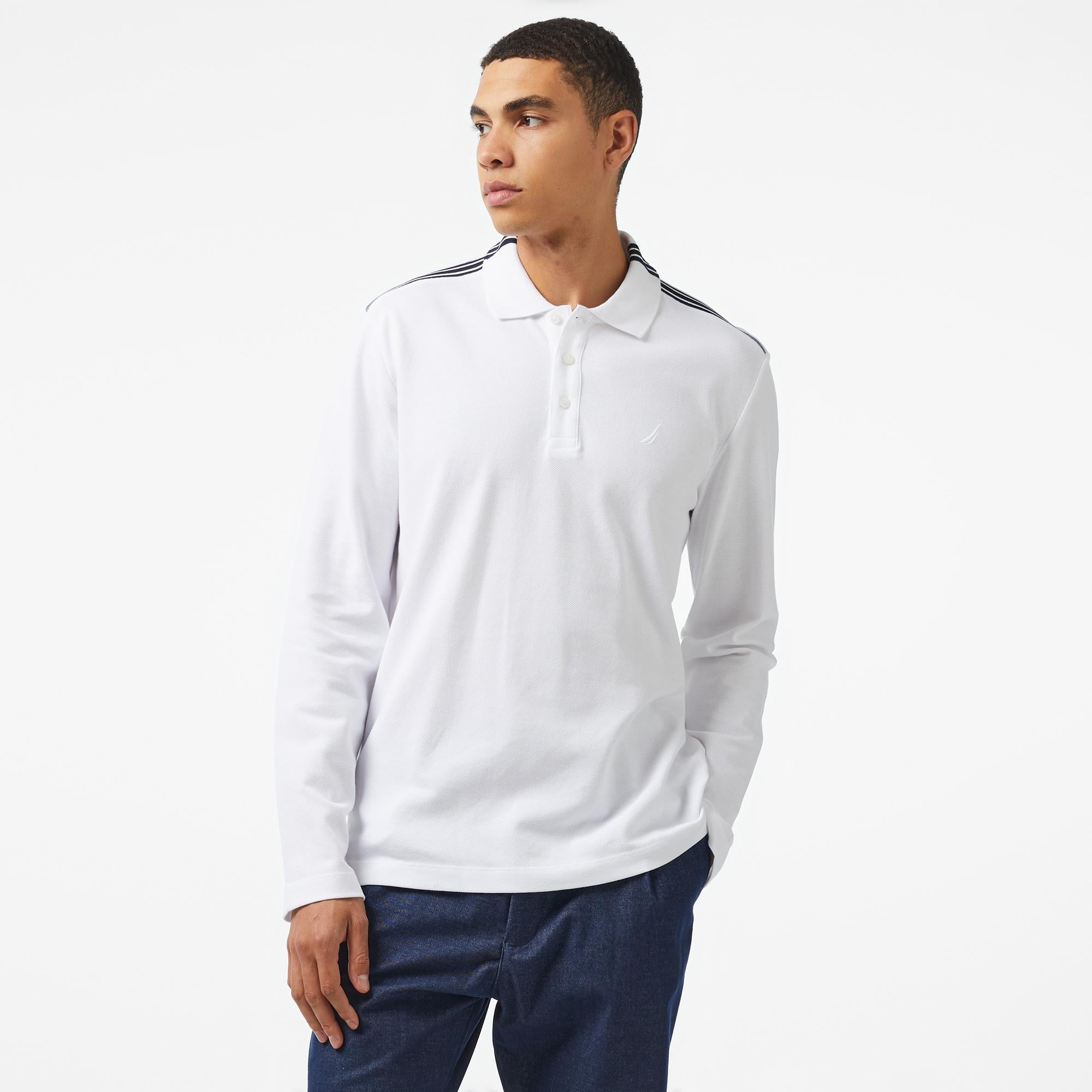 Nautica Erkek Beyaz Classic Fit Uzun Kollu Polo Yaka T-Shirt