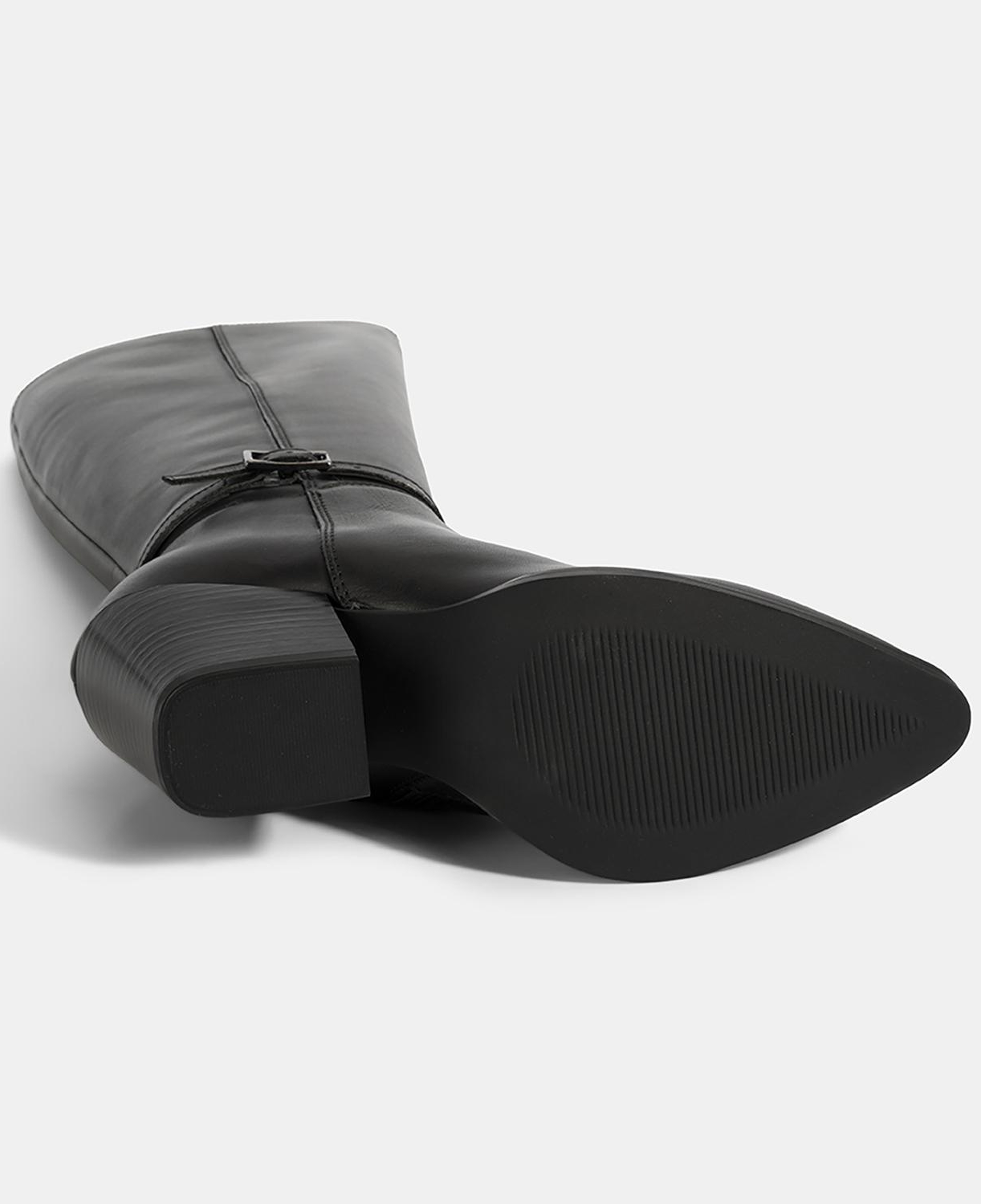 Kadın Siyah Kalın Topuklu Deri Çizme