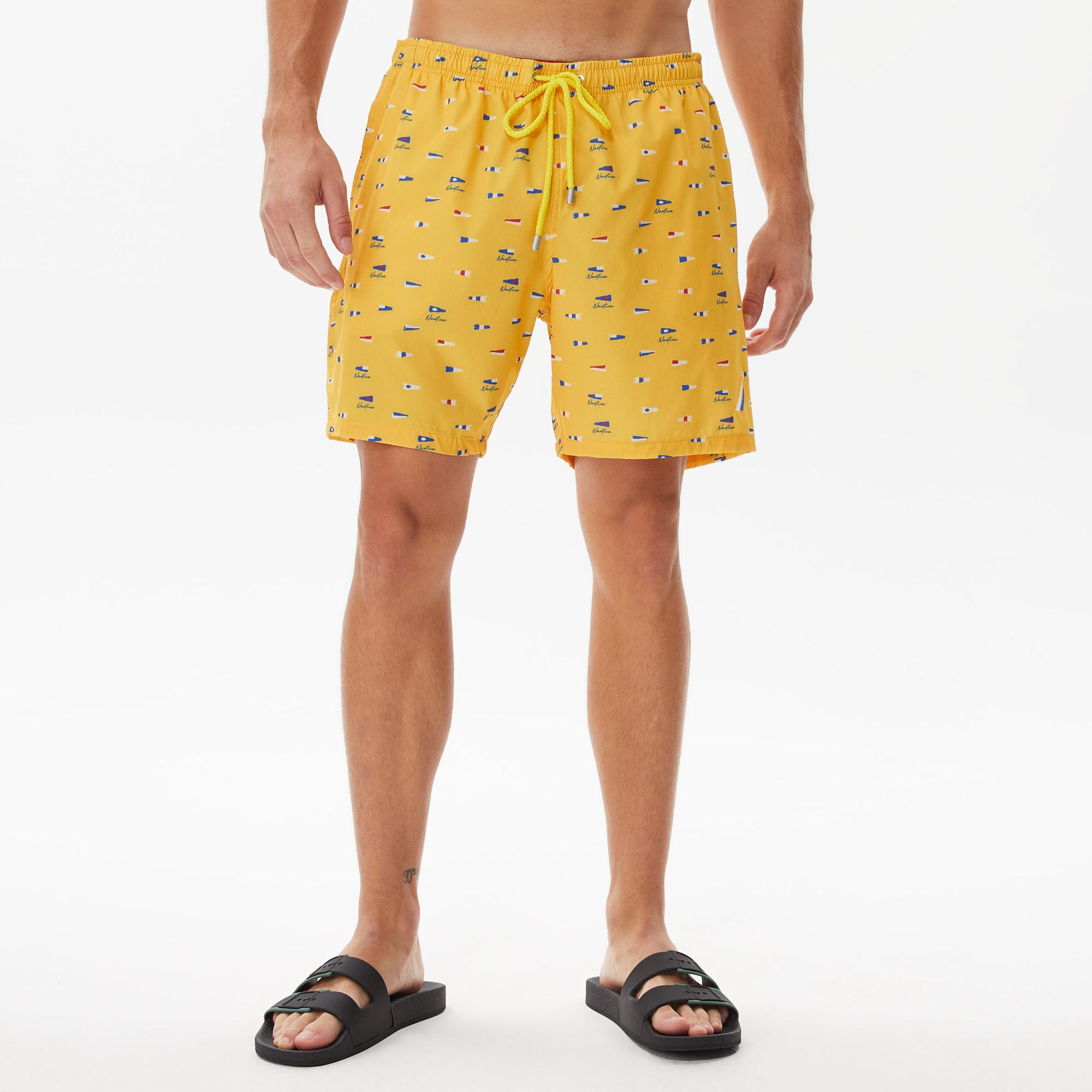 Nautica Erkek Sarı Baskılı Deniz Şortu