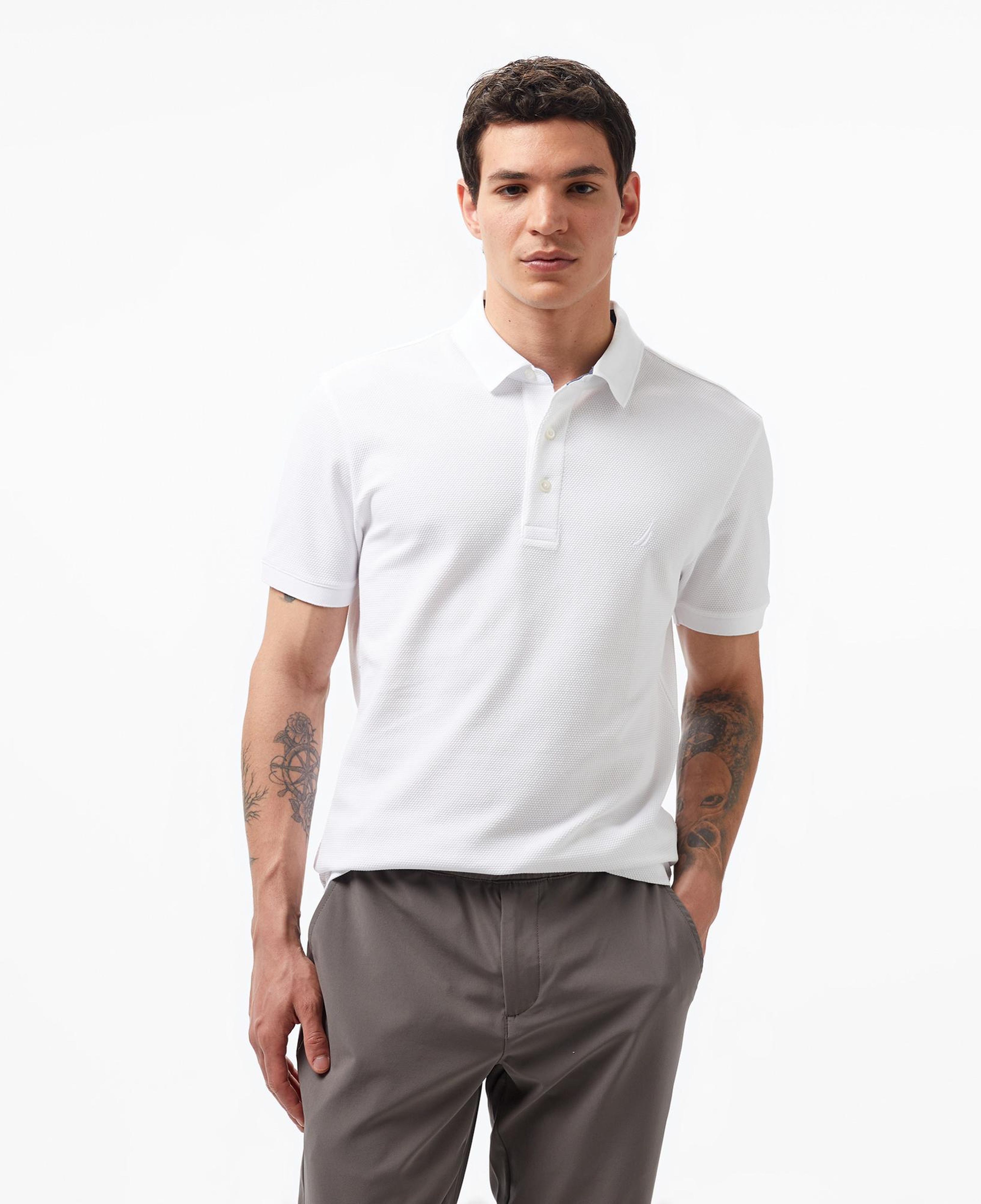 Nautica Erkek Beyaz Slim Fit Kısa Kollu Polo Yaka T-Shirt