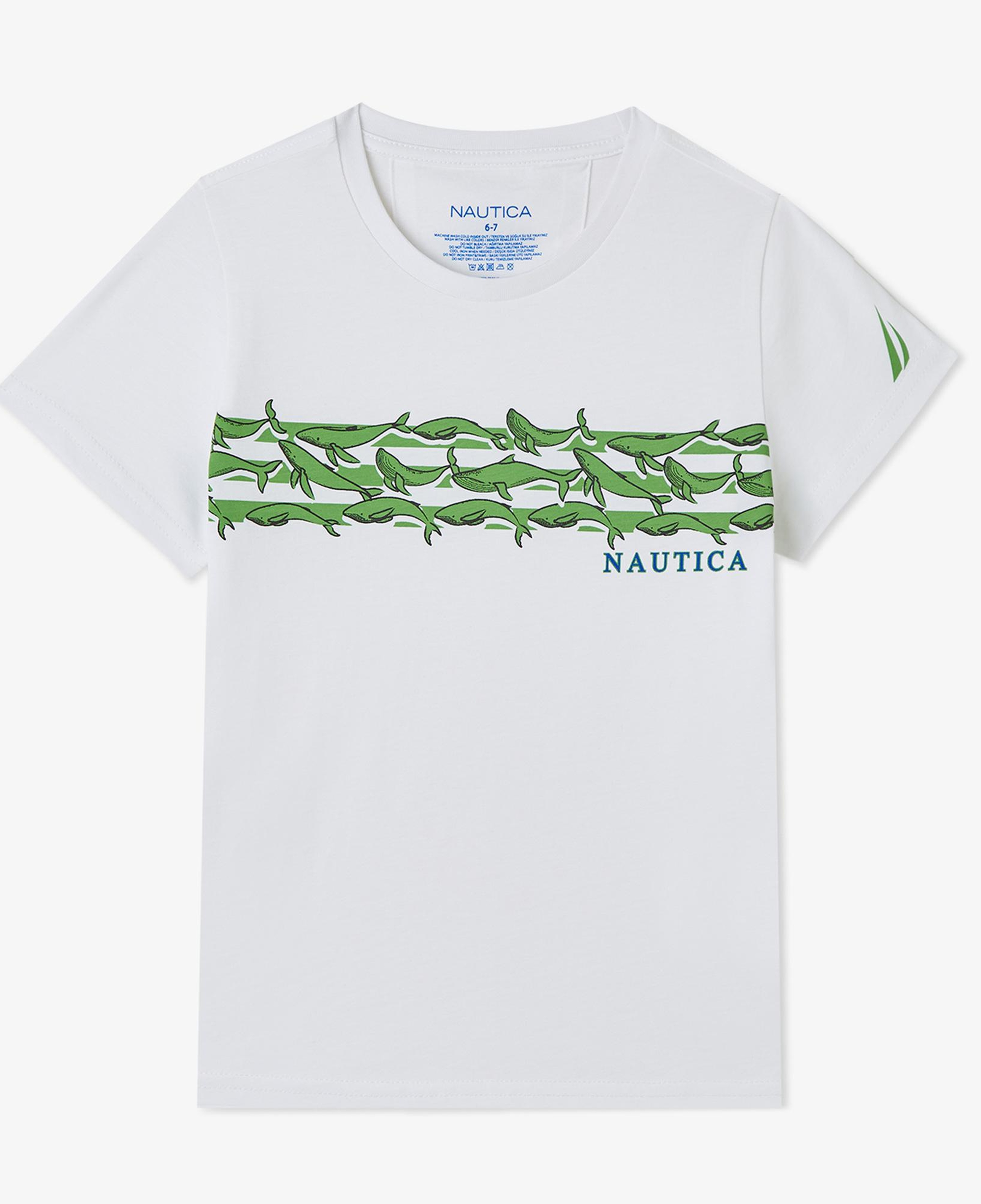 Nautica Erkek Çocuk Beyaz Regular Fit Baskılı T-Shirt