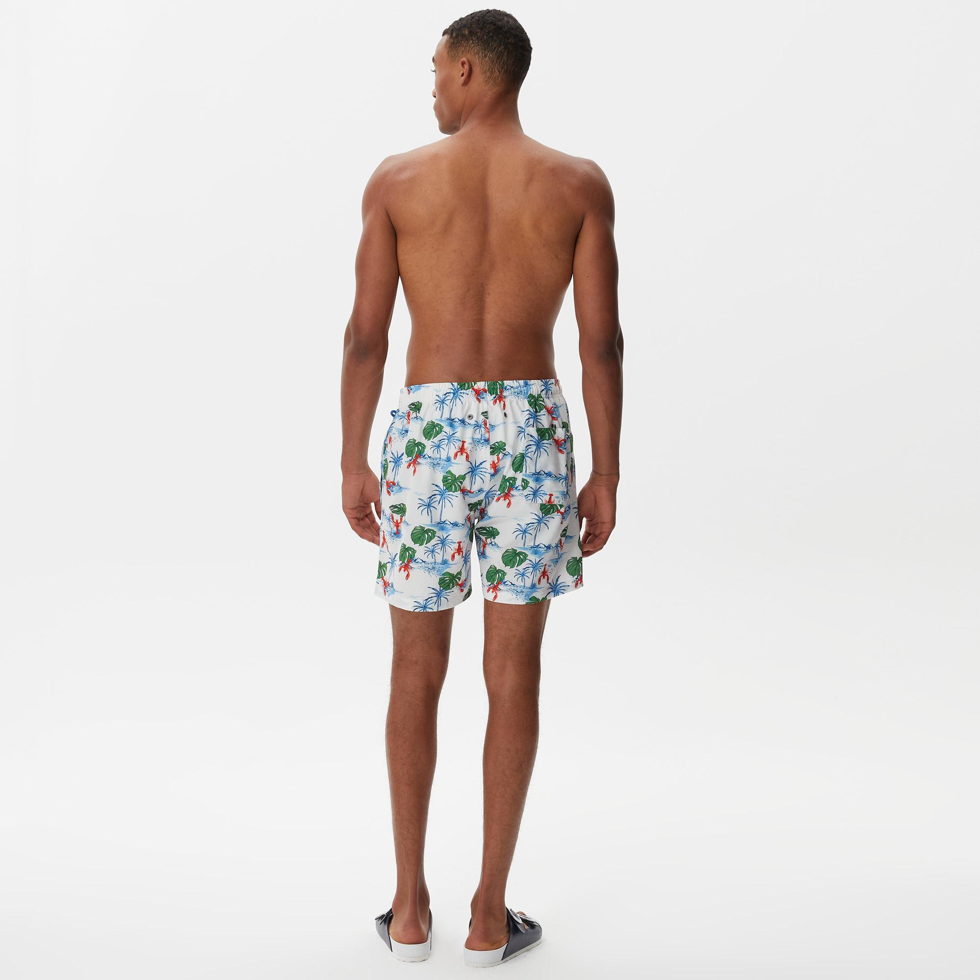 Nautica Erkek Beyaz Baskılı Deniz Şortu