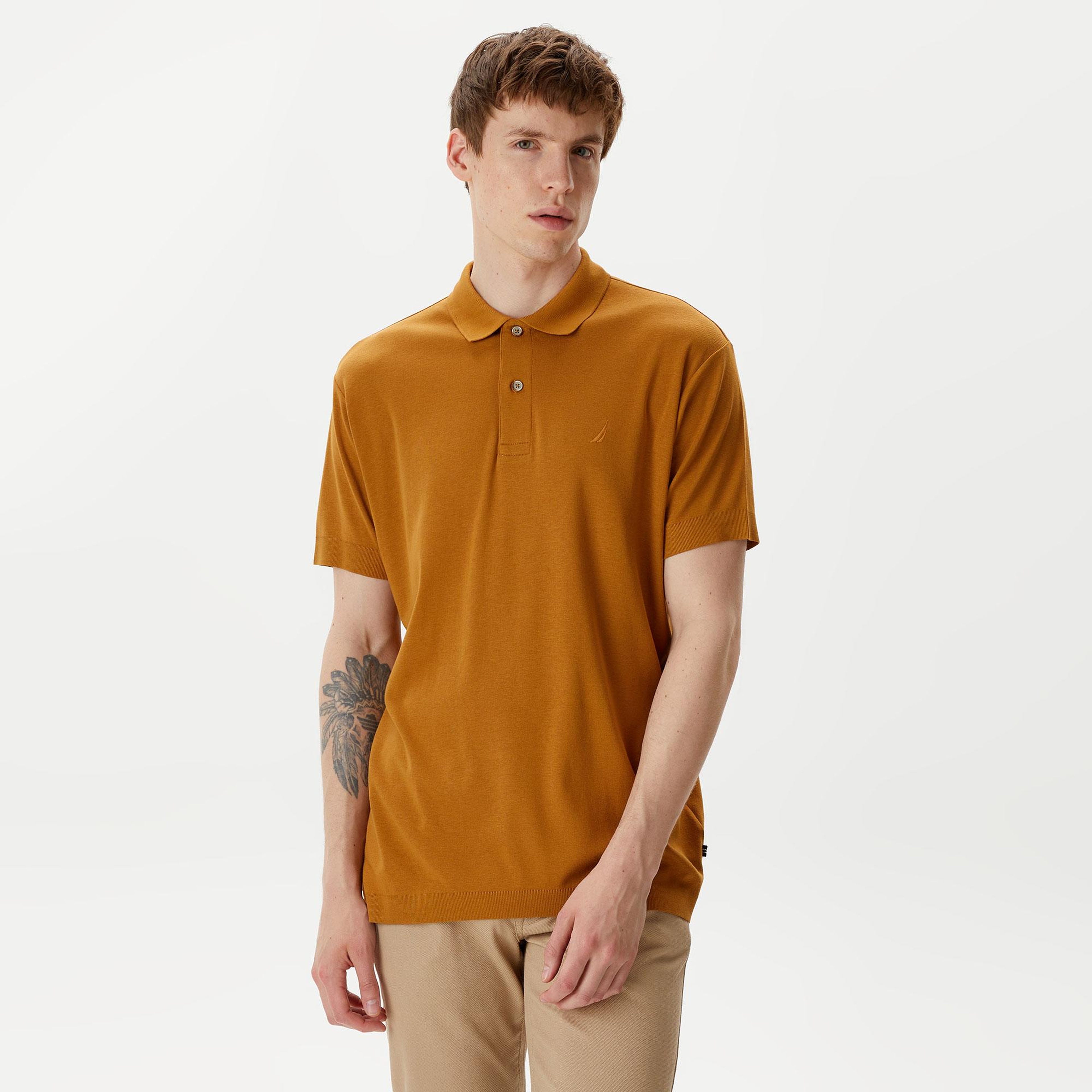 Nautica Erkek Kahverengi Classic Fit Kısa Kollu Polo Yaka T-Shirt