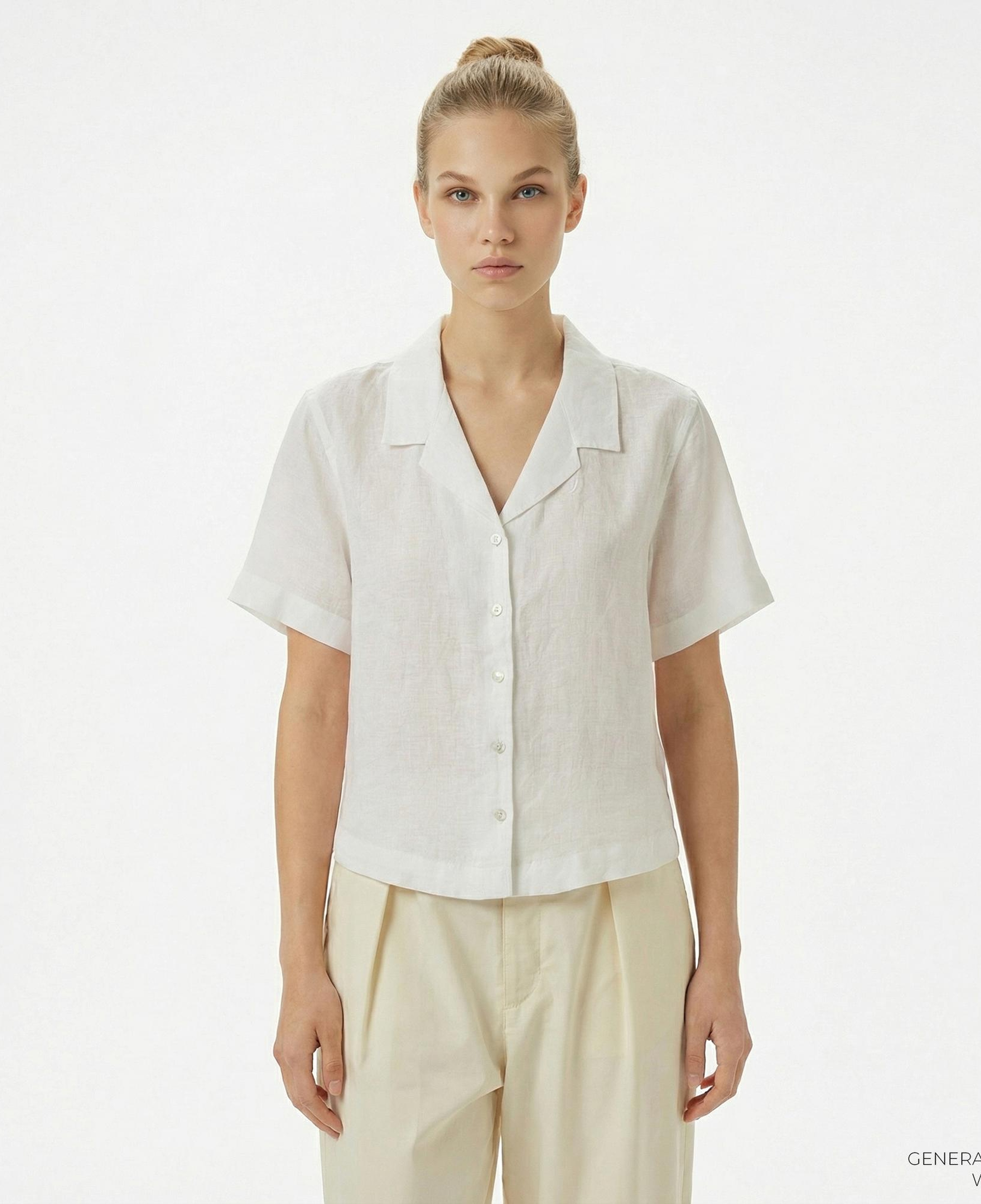 Nautica Kadın Beyaz Regular Fit Keten Gömlek