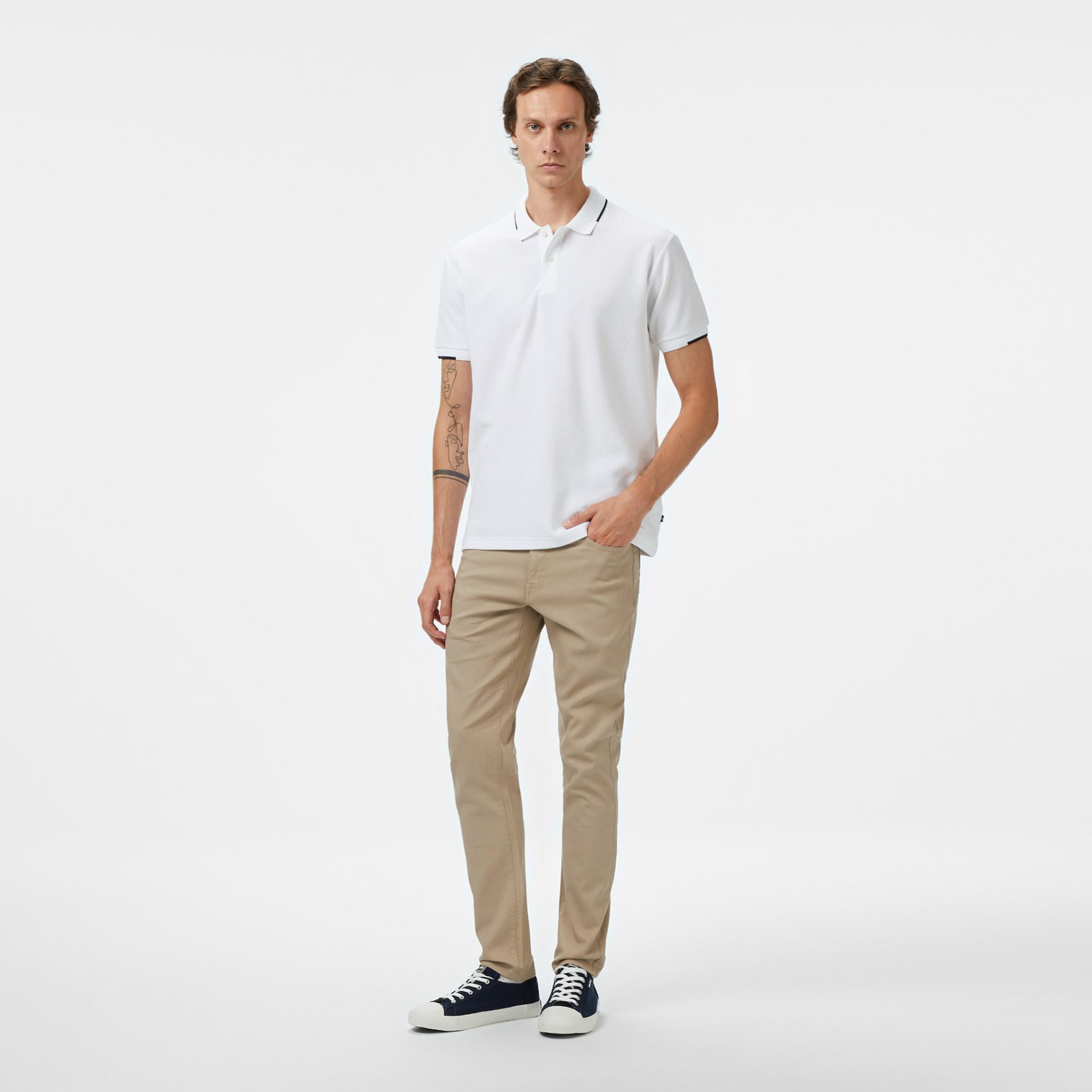 Nautica Erkek Beyaz Classic Fit Polo Yaka T-Shirt
