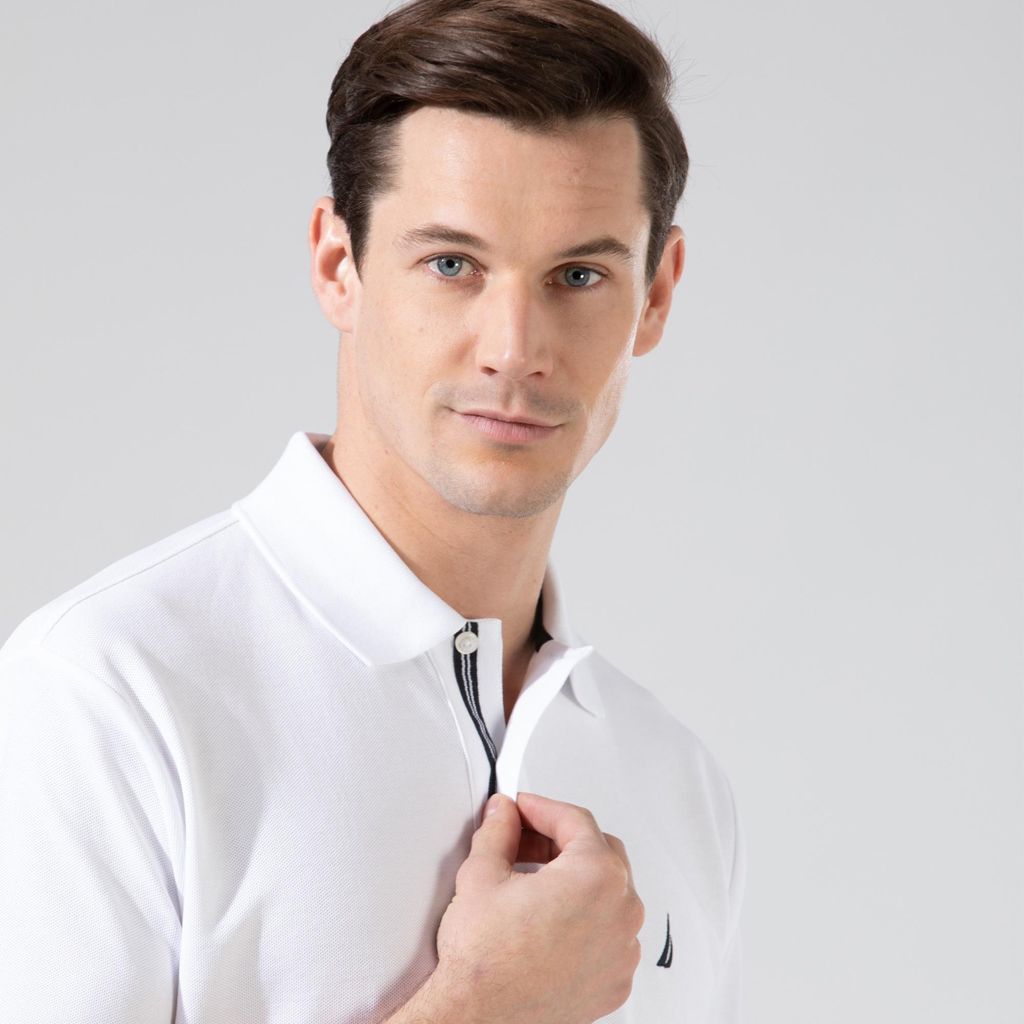Nautica Erkek Classic Fit Beyaz Kısa Kollu Polo Yaka T-Shirt