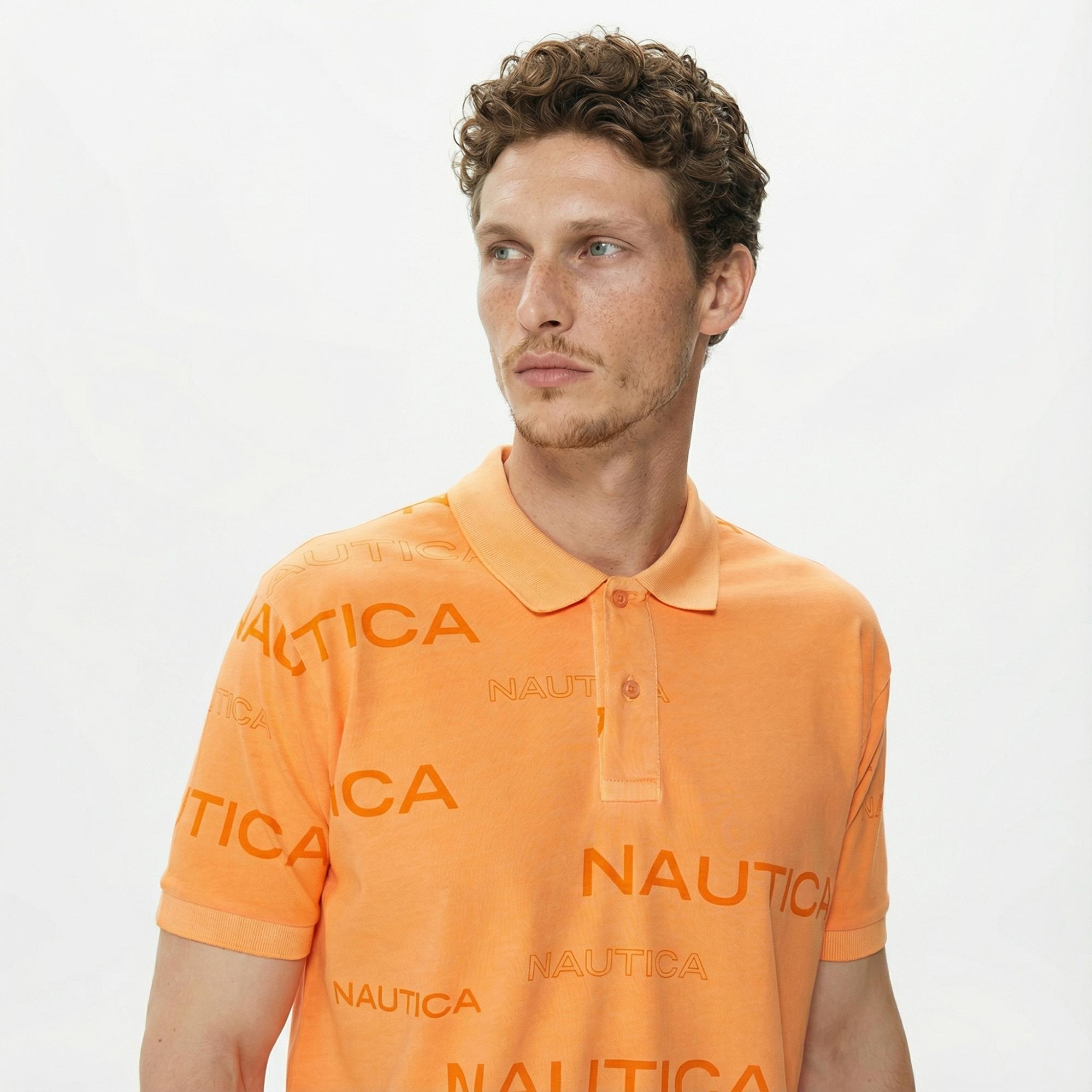 Nautica Erkek Turuncu Classic Fit Kısa Kollu Polo Yaka T-Shirt