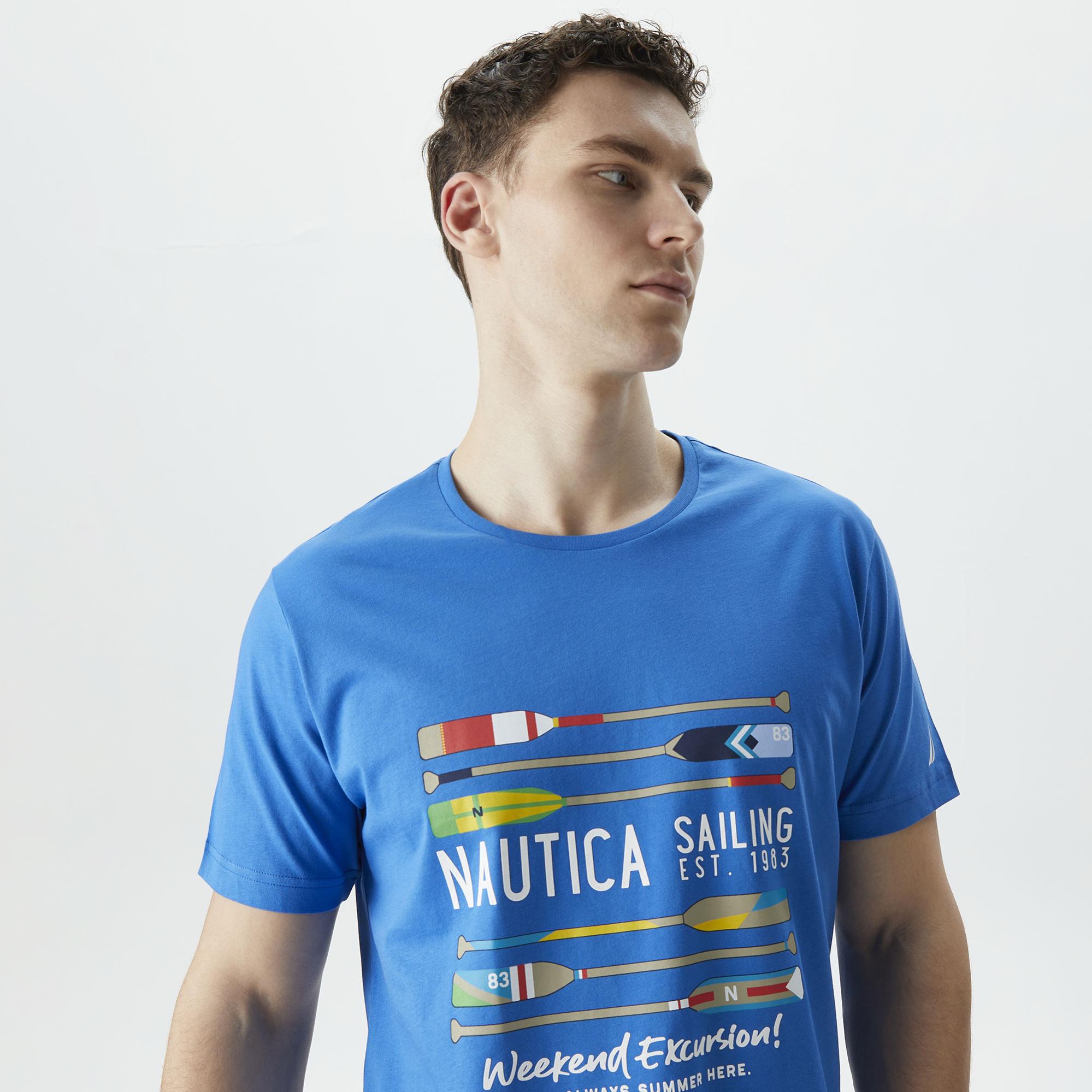 Nautica Erkek Mavi Standart Fit T-Shirt