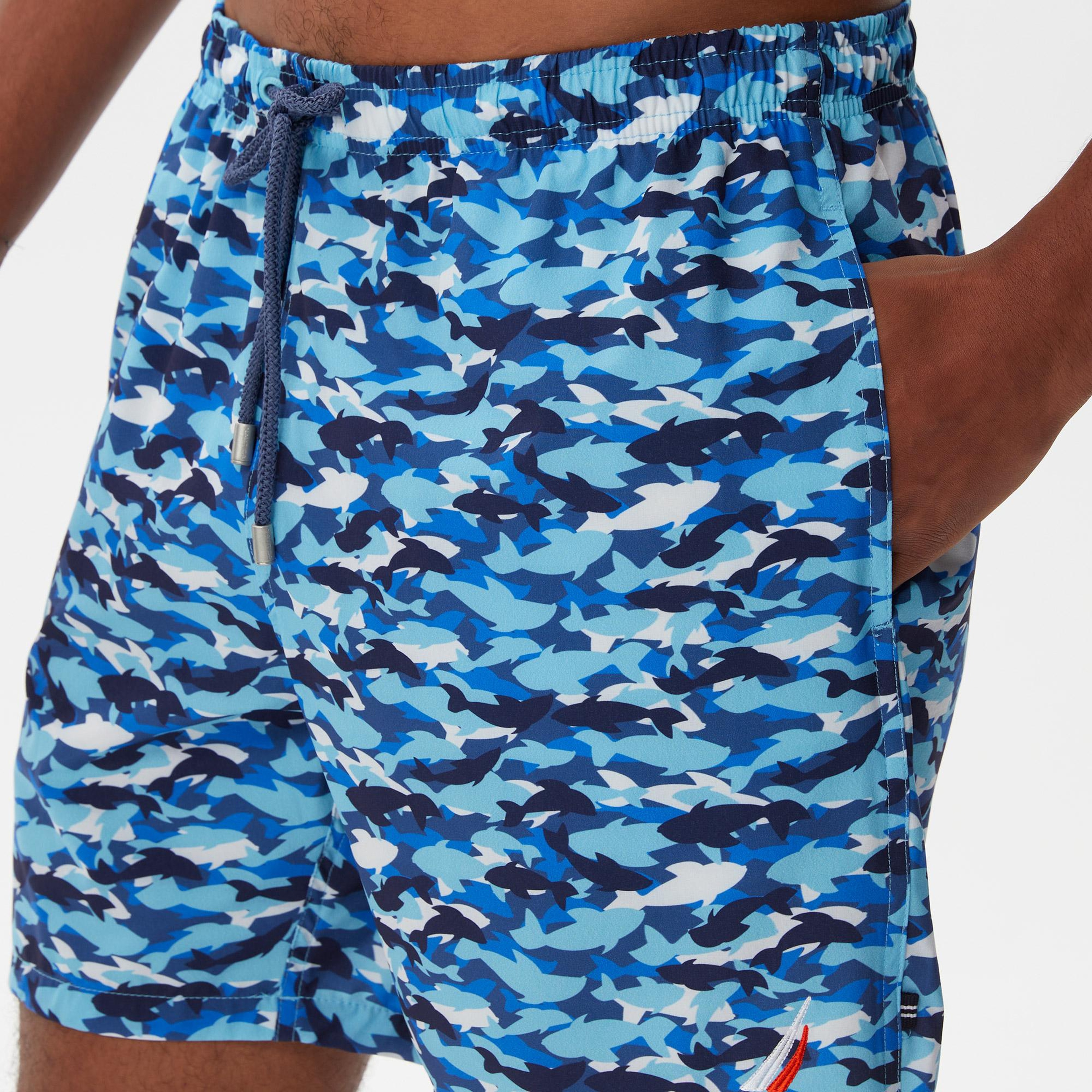 Nautica Erkek Mavi Baskılı Deniz Şortu