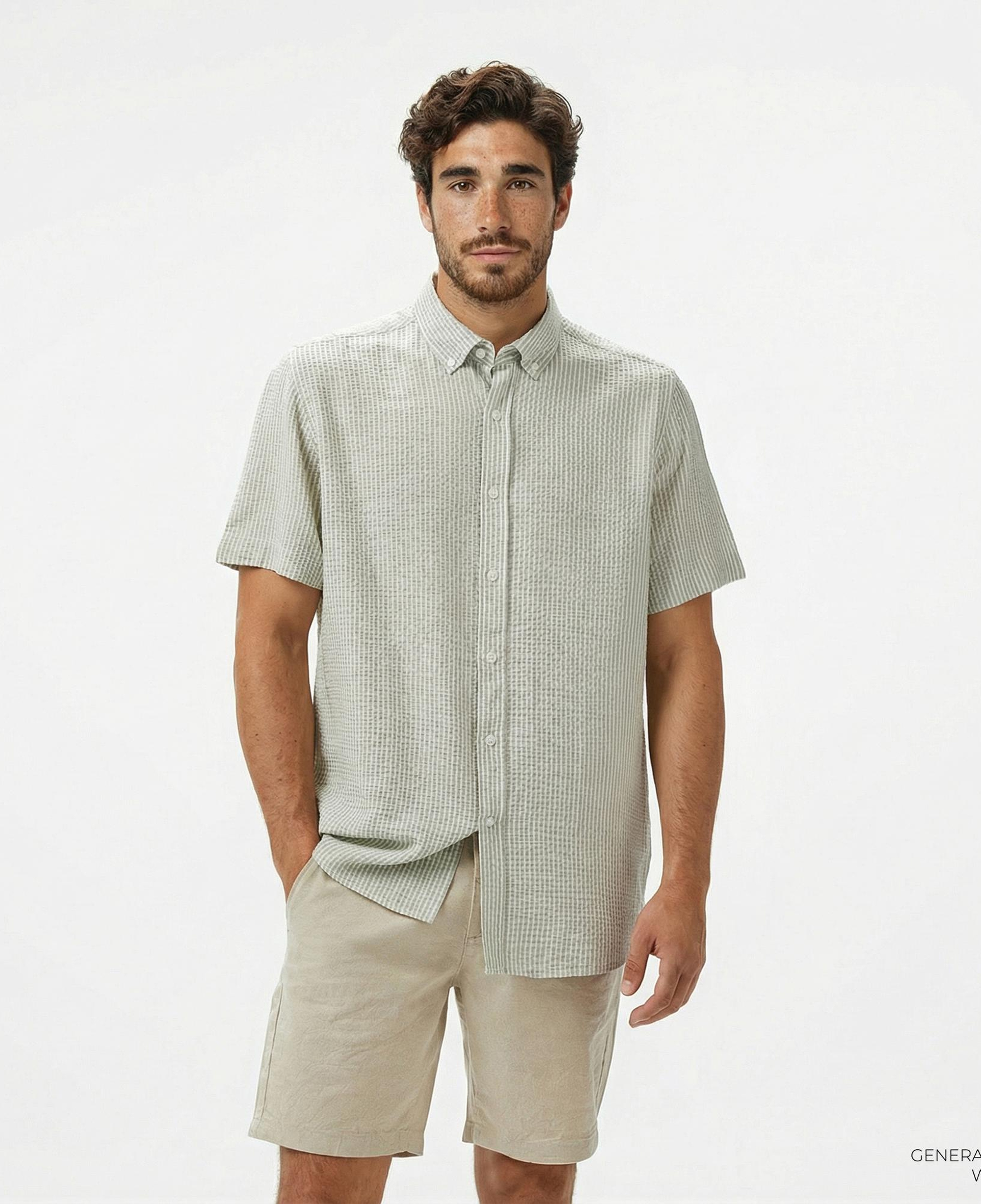 Nautica Erkek Yeşil Classic Fit Çizgili Gömlek