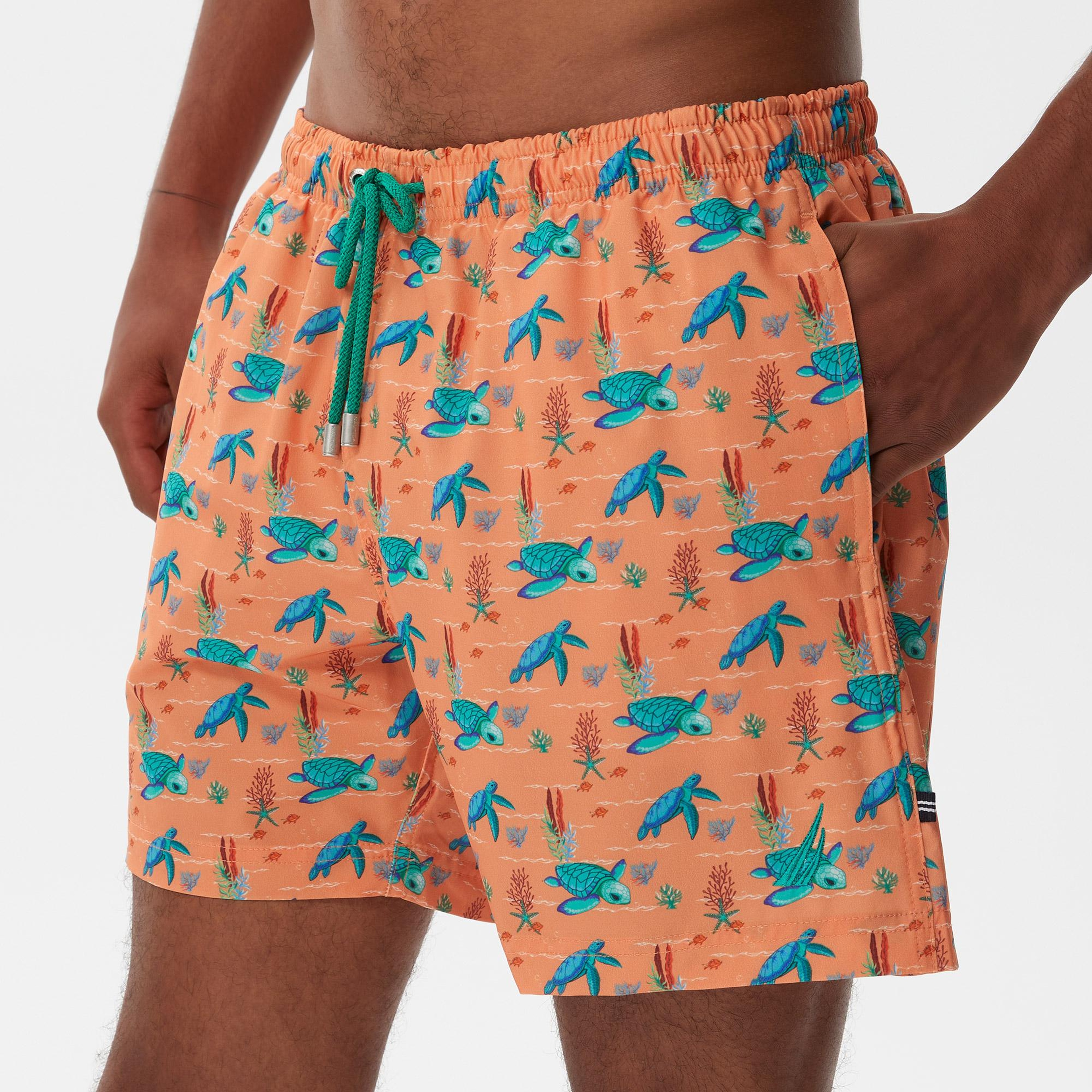 Nautica Erkek Turuncu Baskılı Deniz Şortu