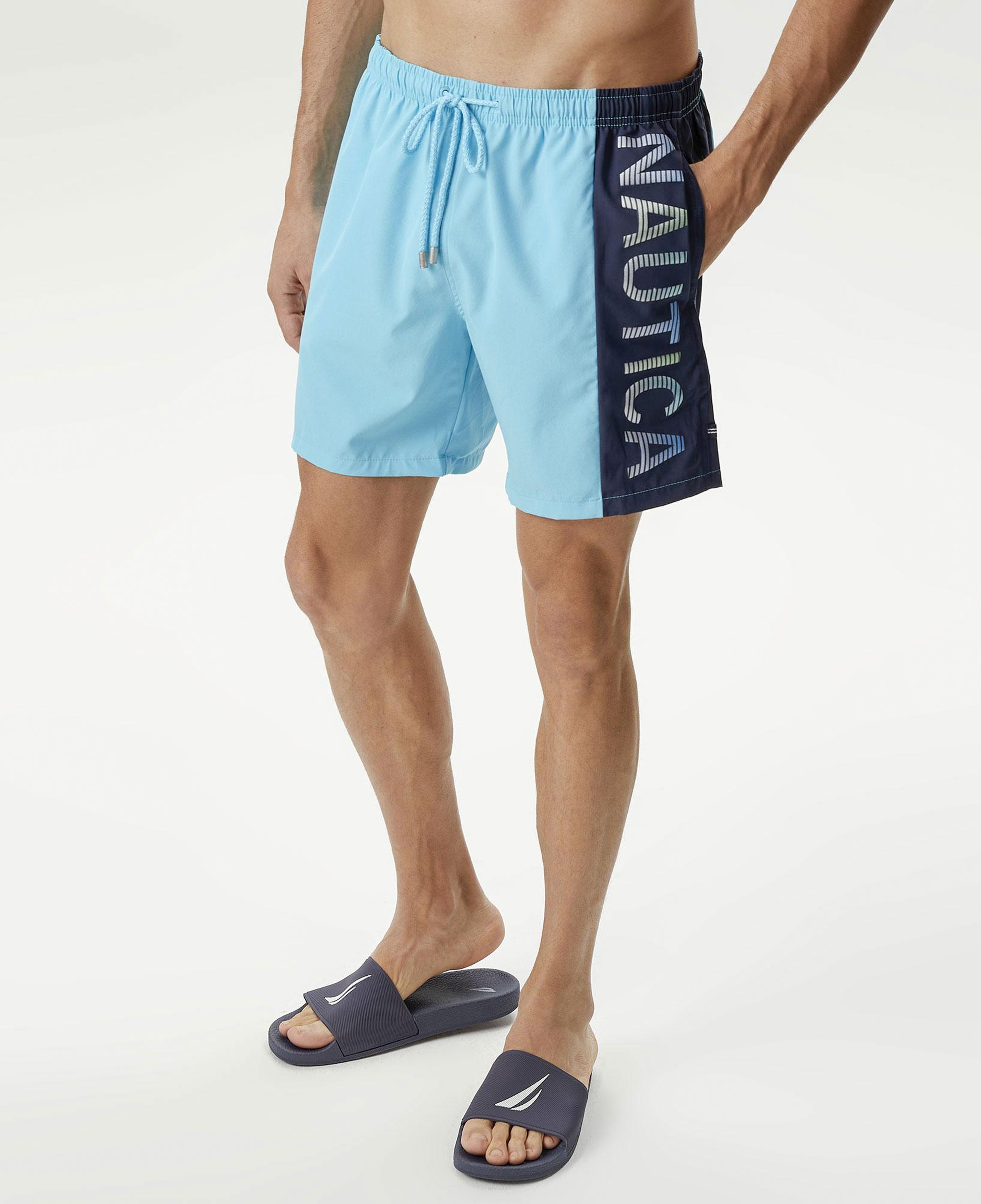 Nautica Erkek Mavi Baskılı Deniz Şortu