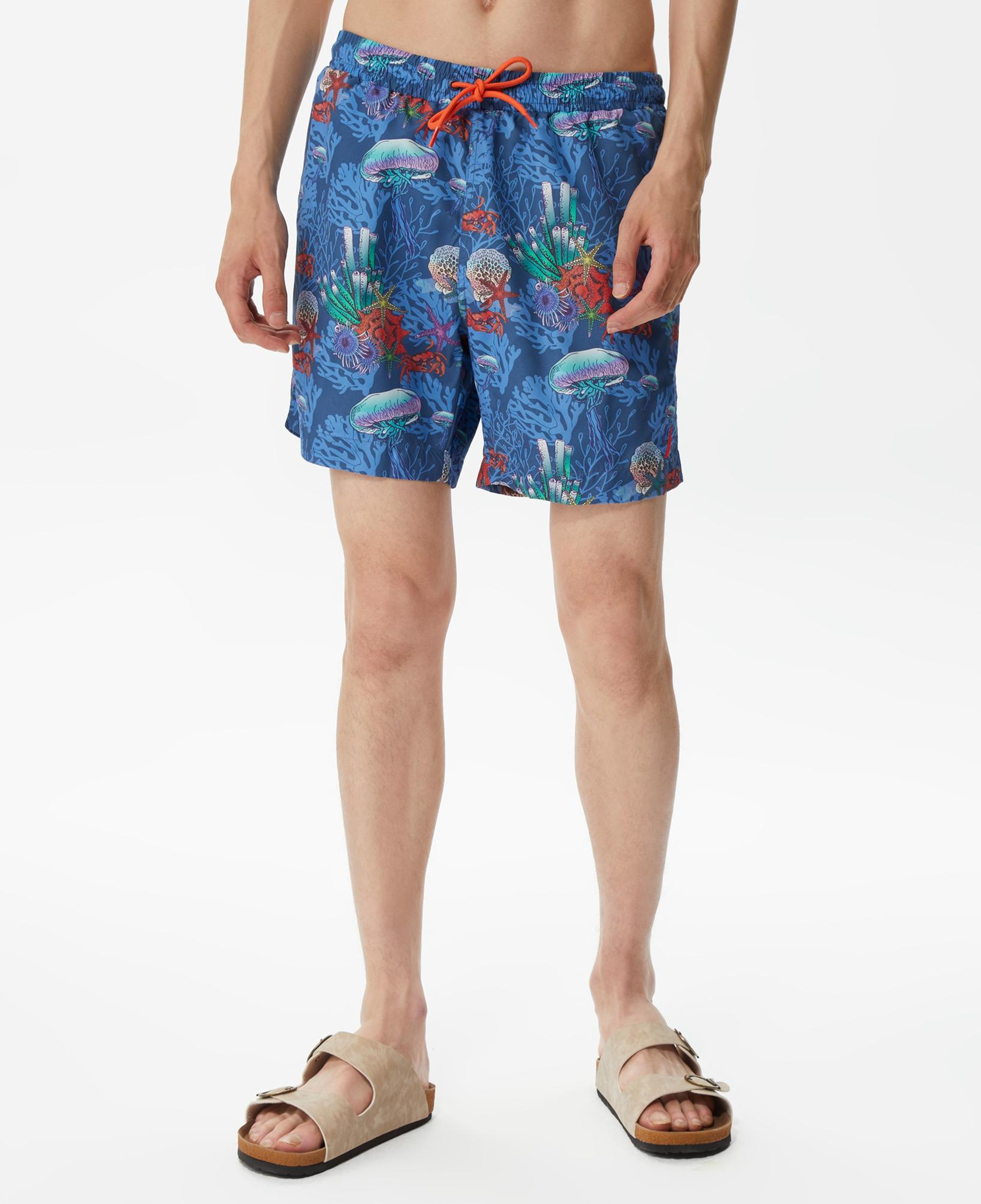 Nautica Erkek Mavi Baskılı Deniz Şortu