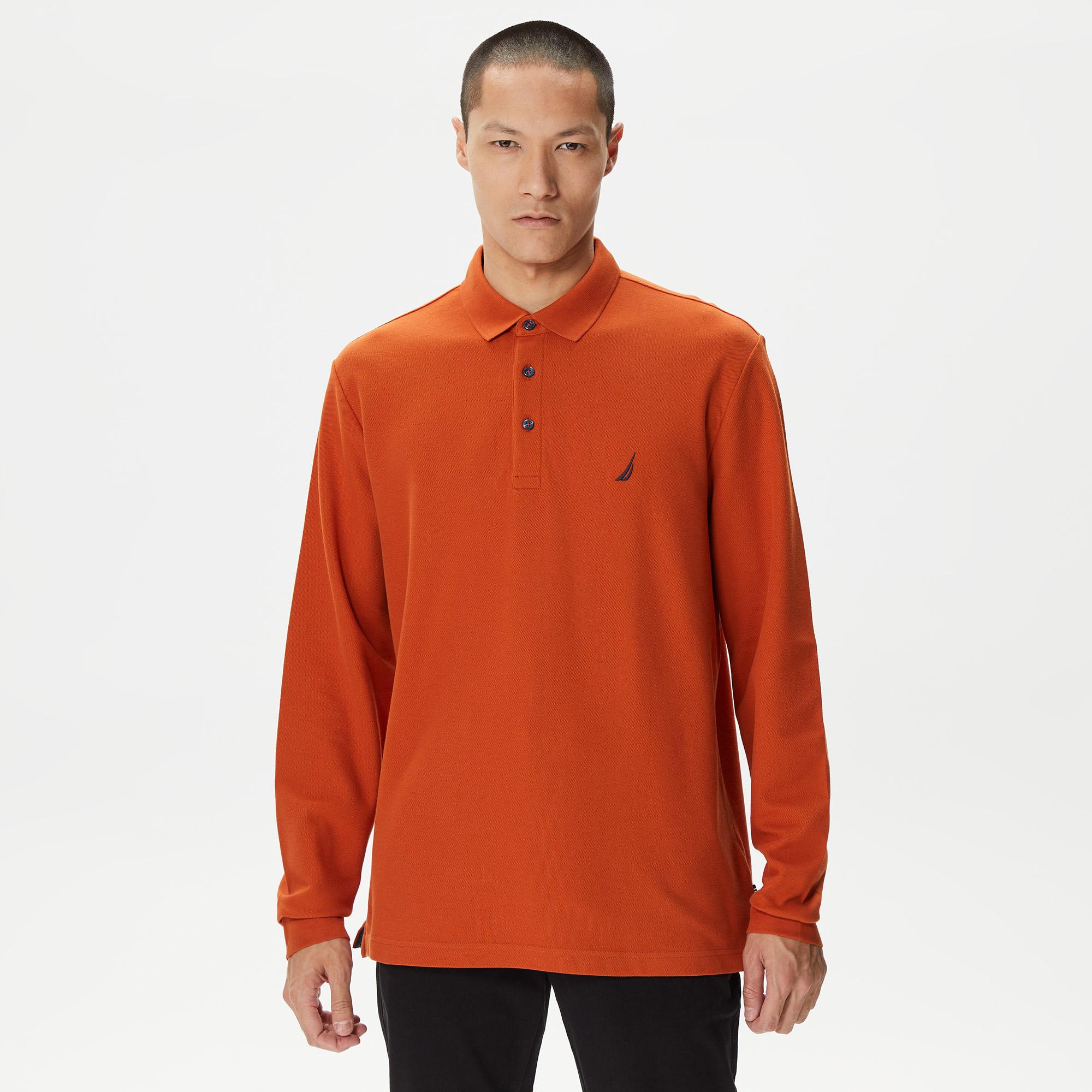 Nautica Erkek Turuncu Classic Fit Uzun Kollu Polo Yaka T-Shirt